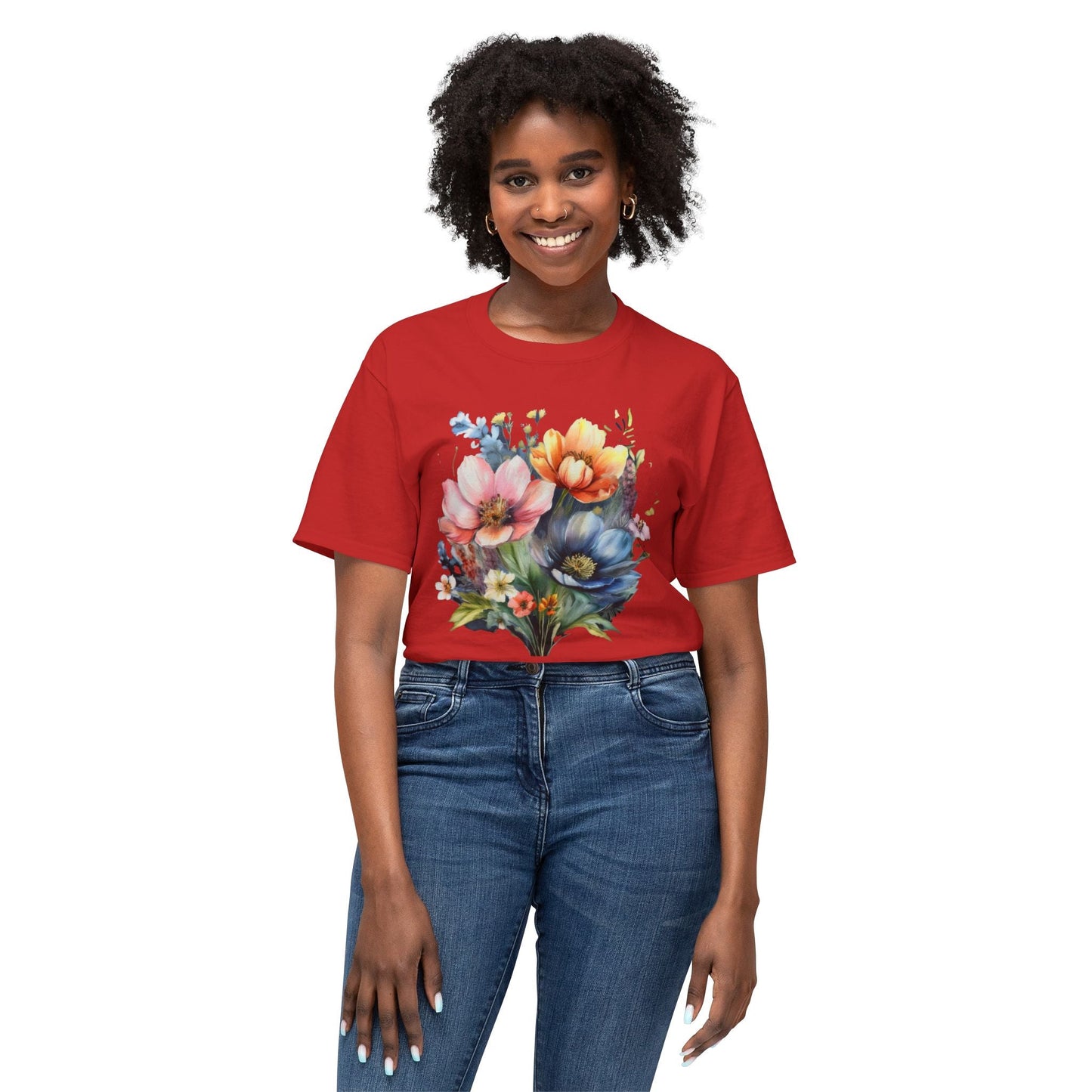 Floral T Shirt With Full Color Art Print Unisex HD Cotton Designed And Printed In USA