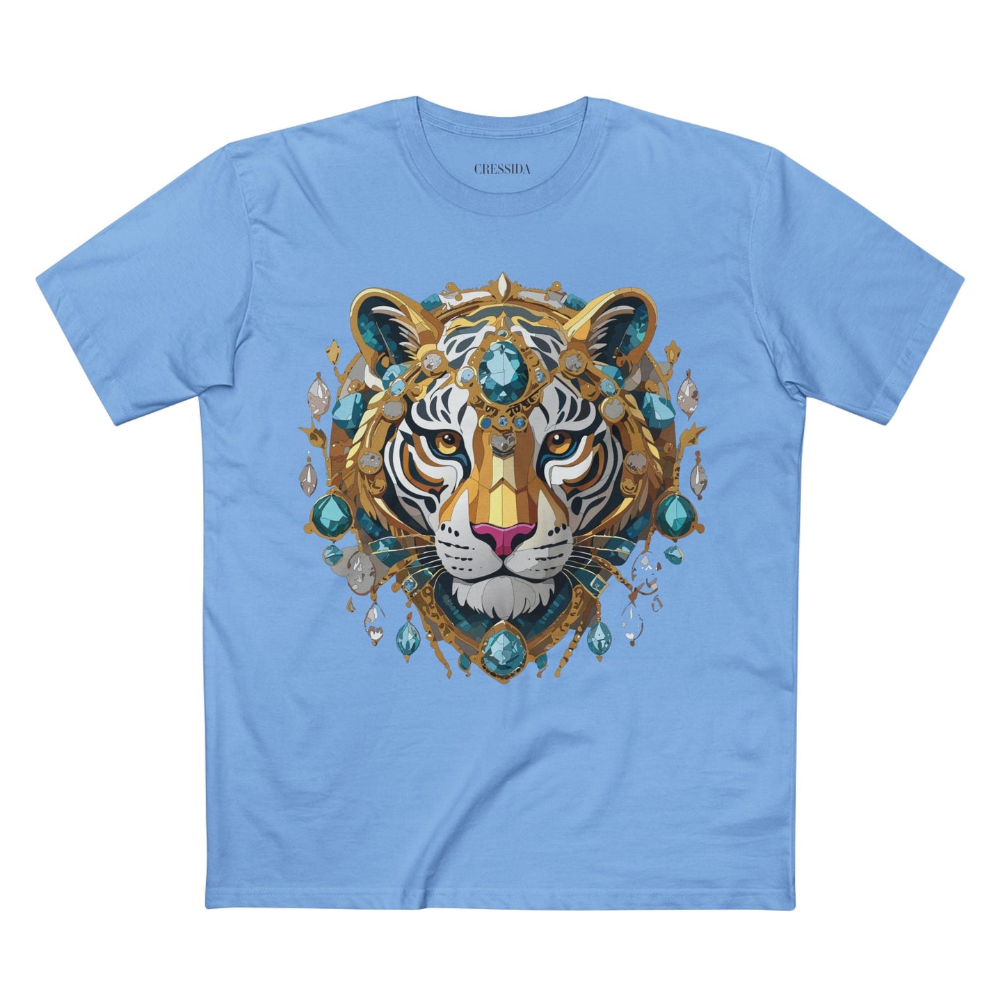 Tiger Graphic Unisex 100 Cotton Tee With Unique Animal Golden Medallion Art Design 50
