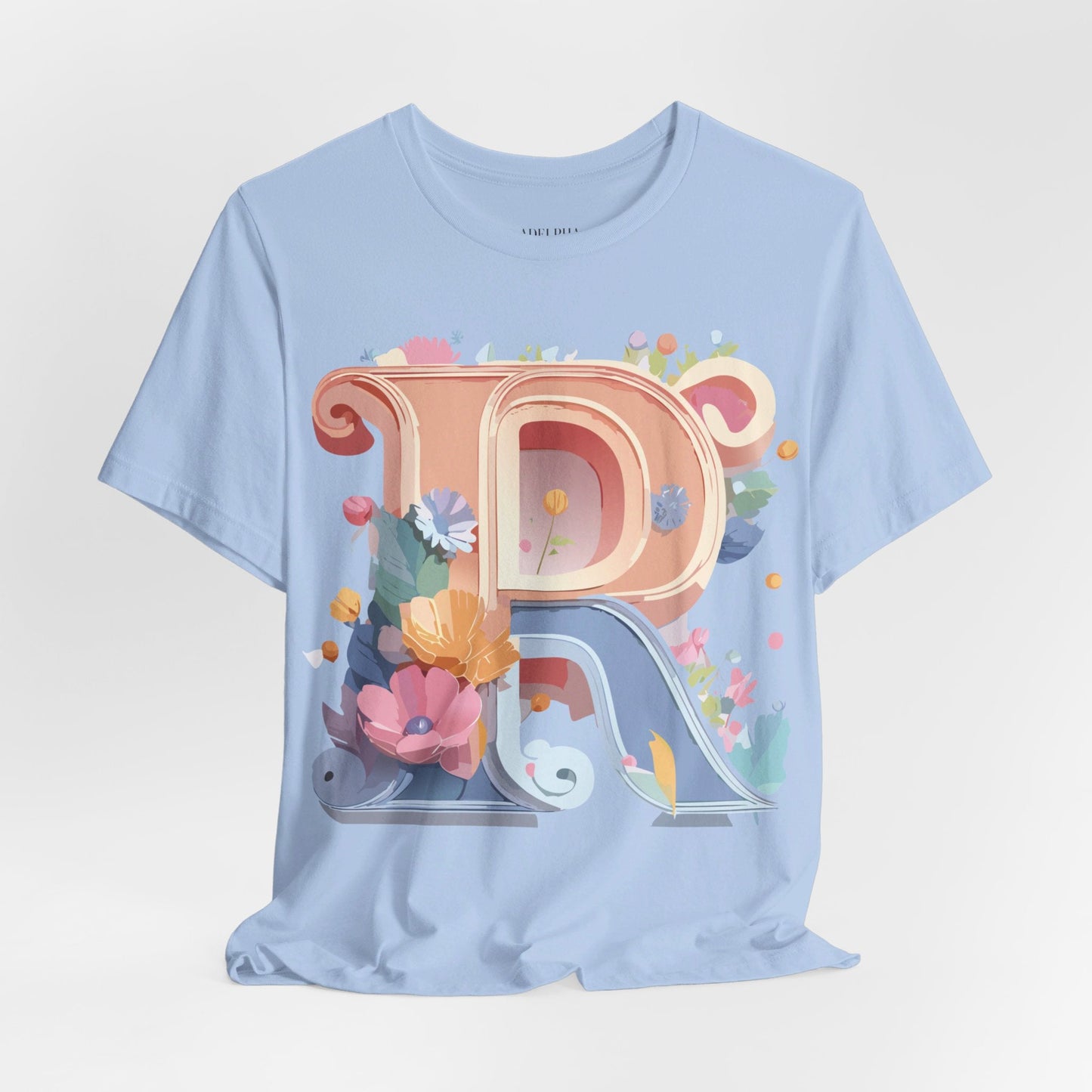 Letter R  Graphic Tee Unisex Short Sleeve Vintage Art Design Tee