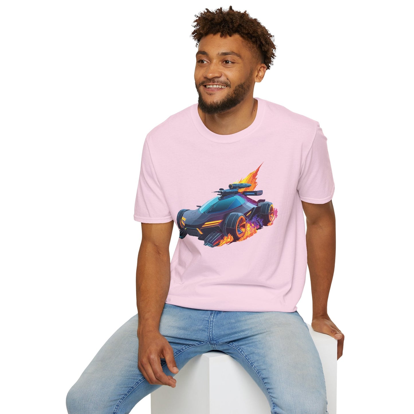 Car Graphic Unisex Cotto Softstyle Art Design with Hot Wheels Artwork Tee 3