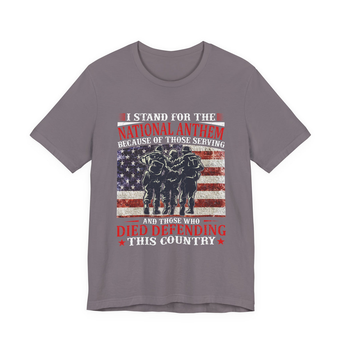 I Stand For The National Anthem military tribute T-Shirt American flag soldiers Unisex Cotton v36