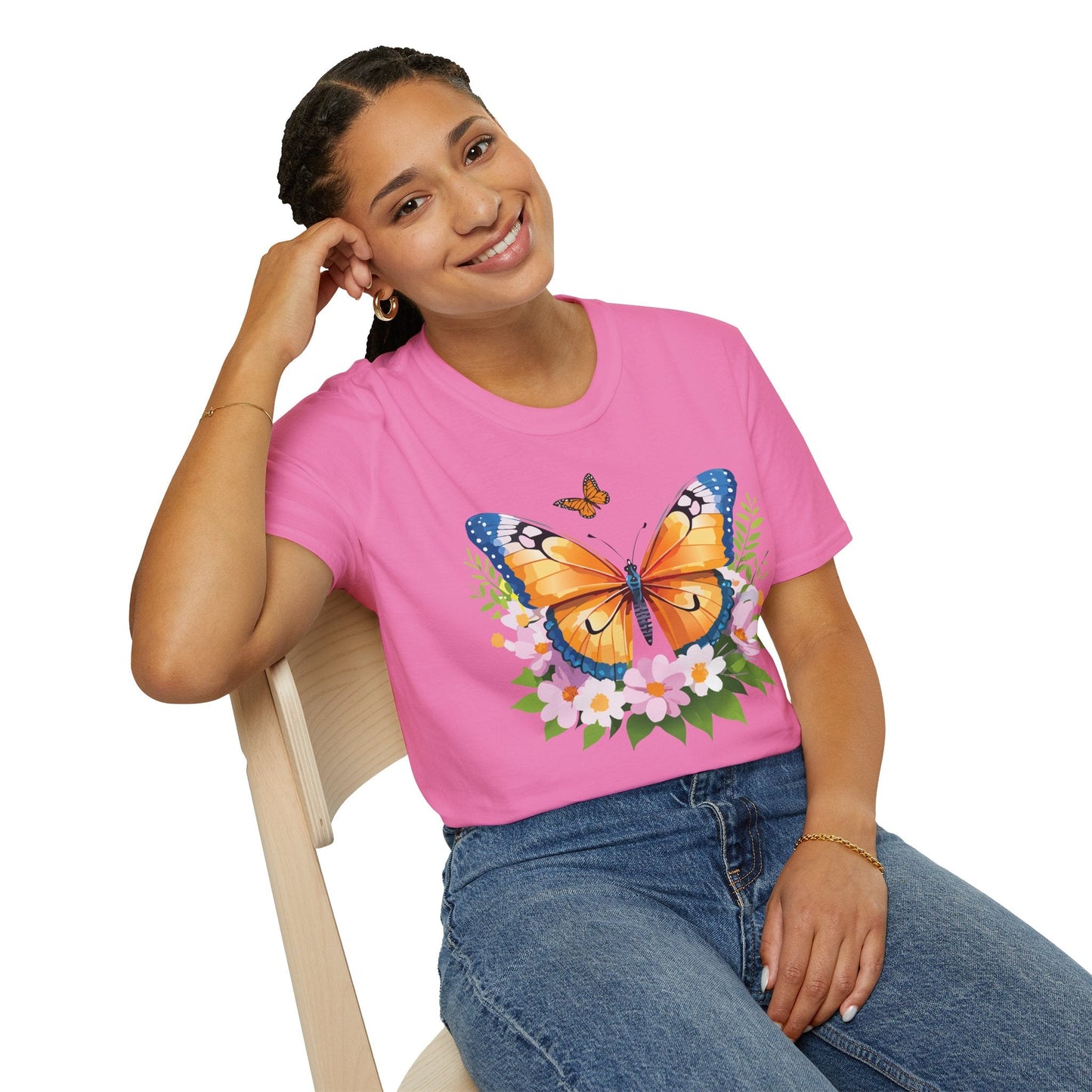 Butterfly Shirt Unisex Cotton Tee Monarch Butterfly Design Gildan Softstyle 64000 Short Sleeve