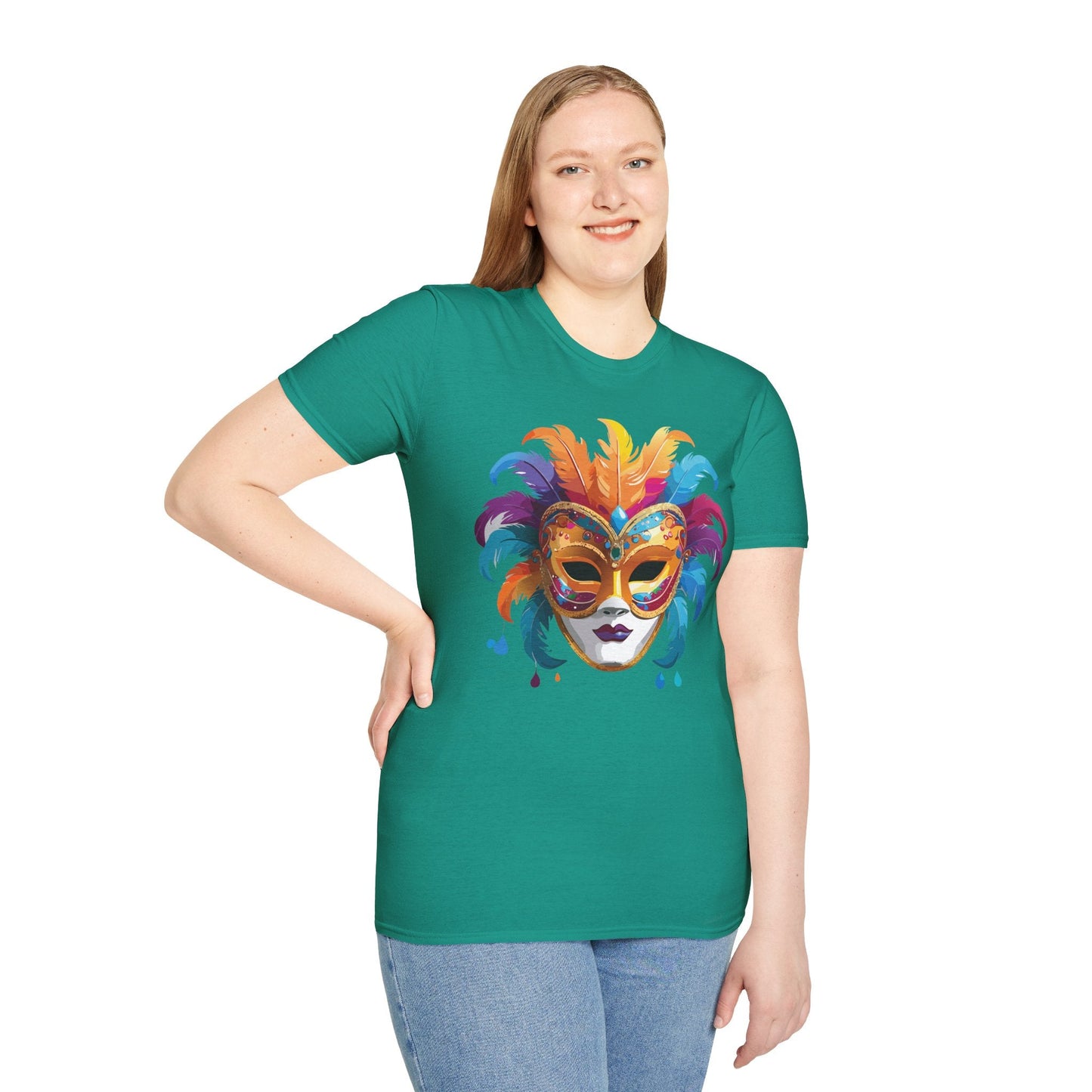 Mask Tee Shirt Unisex Masquerade Design Art Graphic Gildan Softstyle 64000 Cotton Tee