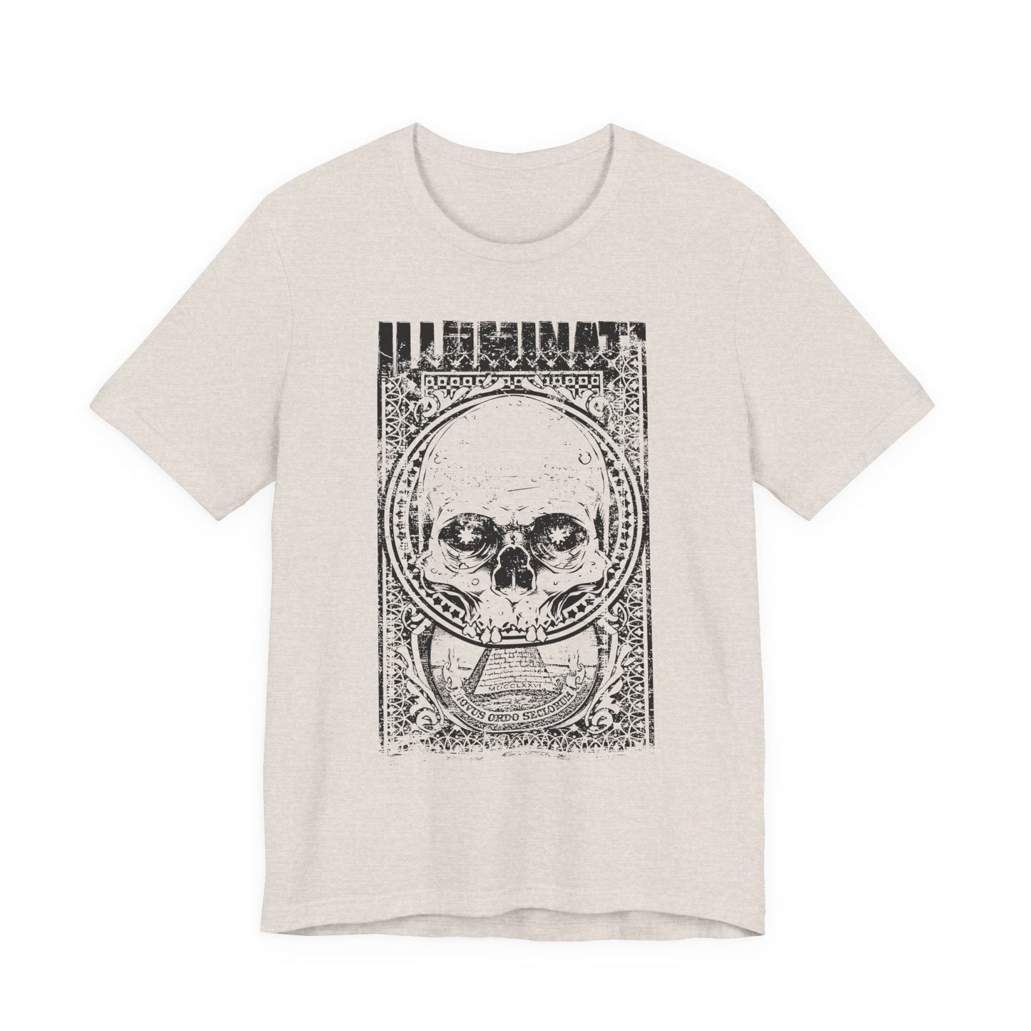 Skull Circle Graphic T-Shirt Vintage Etching Illustration Art Design Tee A-9