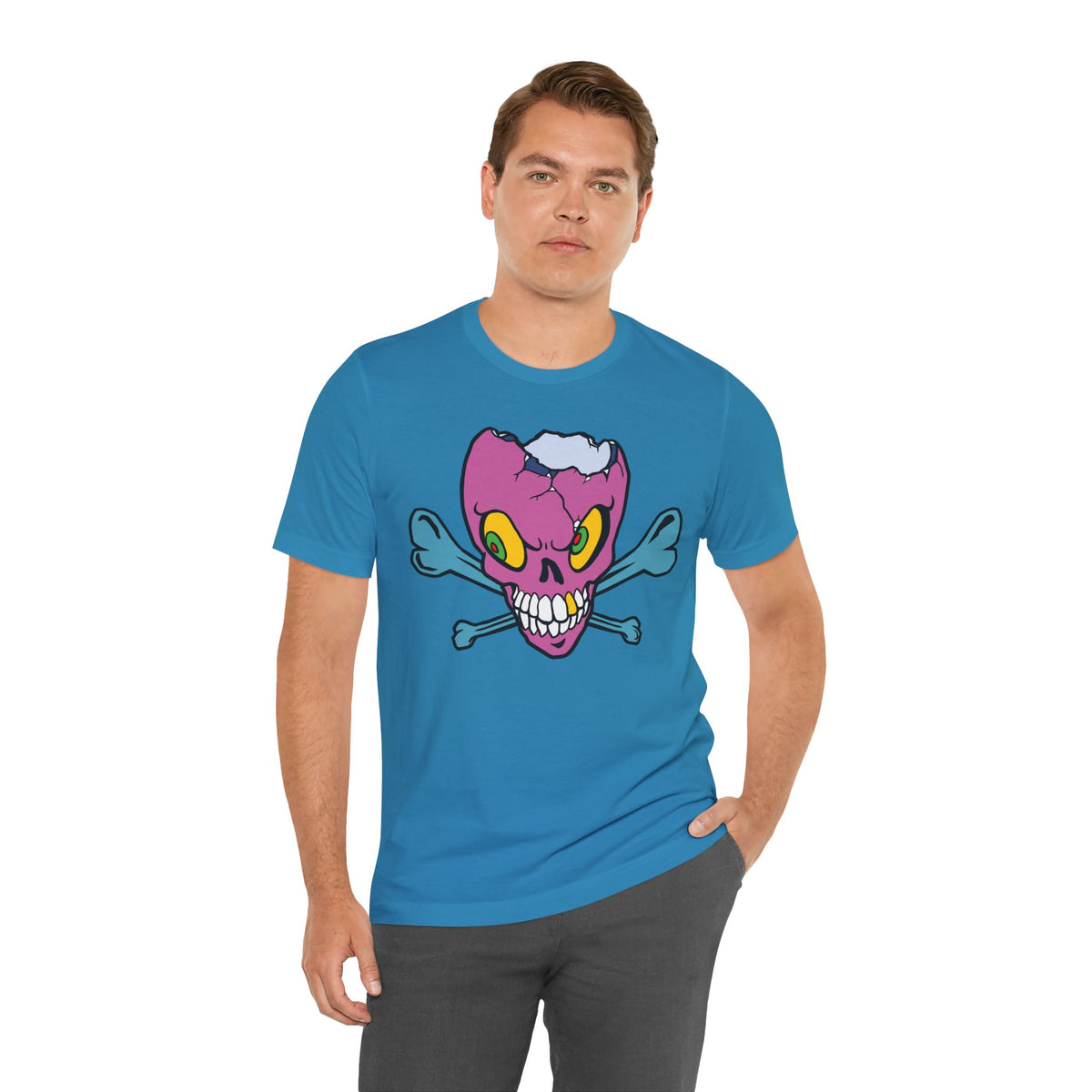 Purple Skull Graphic Design Tee, Skull Shirt, Vintage Tees, Art Design T-Shirt, Vintage Graphic Tee, Art Shirts with Skulls 5