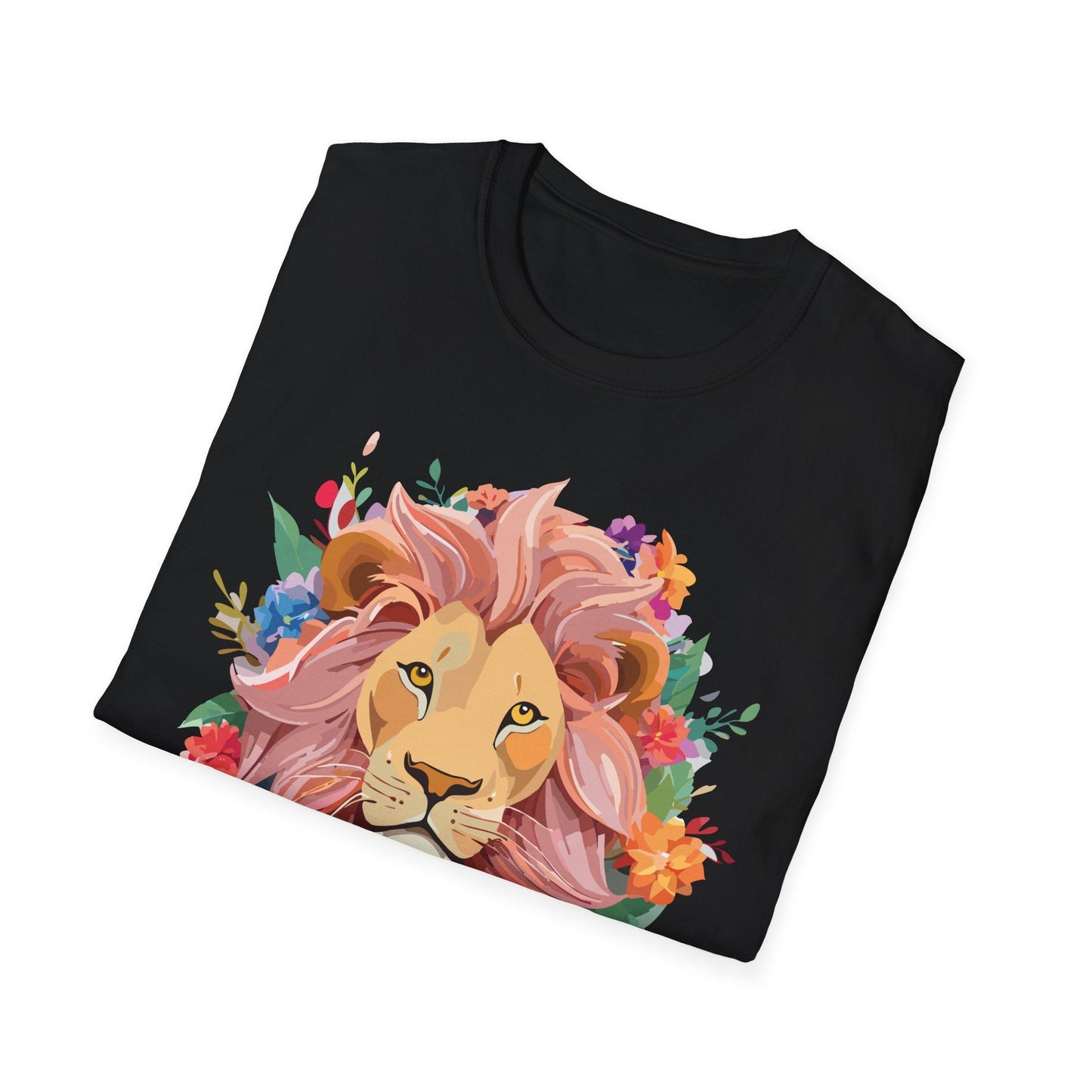 Lion Shirt Unisex Floral Lion Tee Animal Print Softstyle Tee