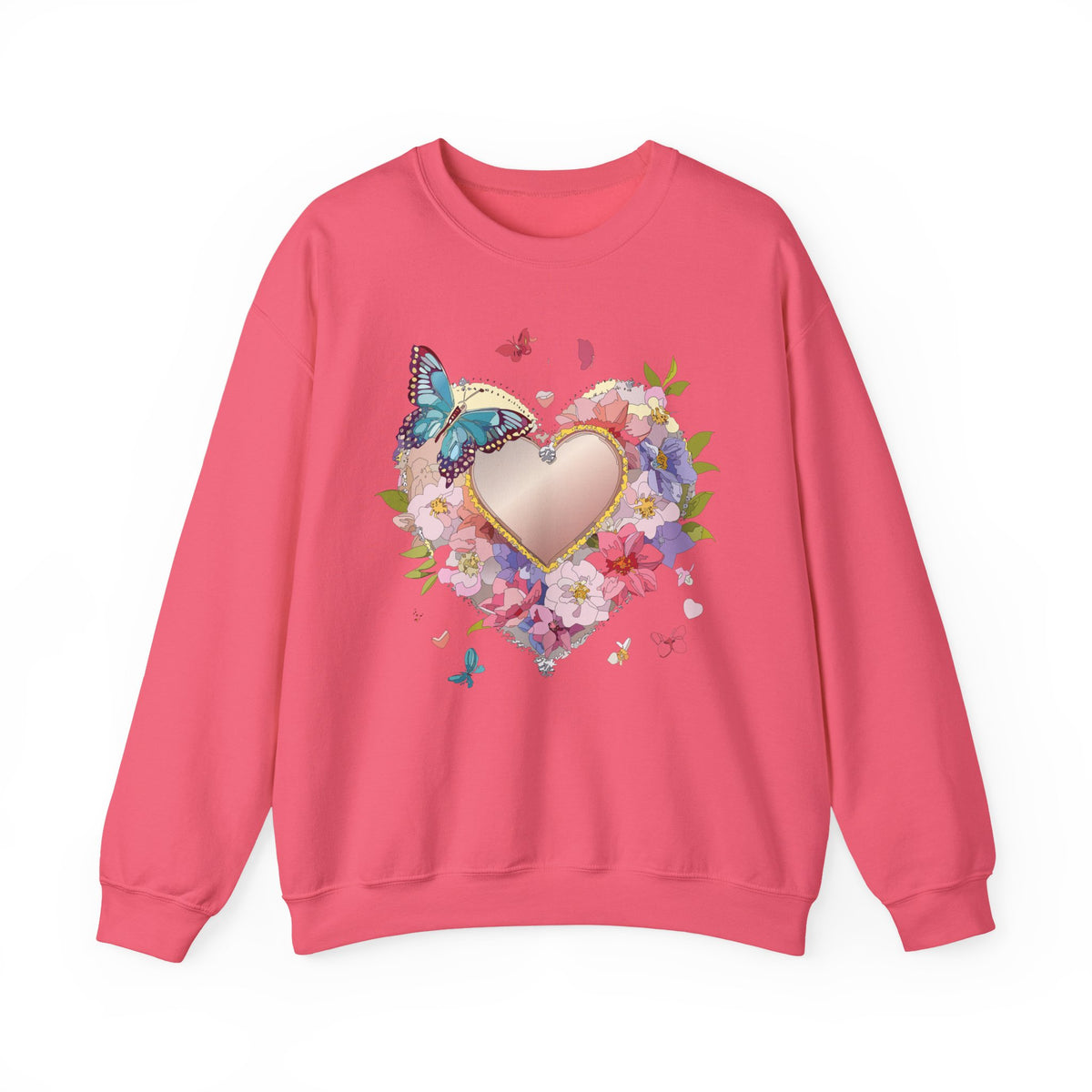 Floral Heart Love Graphic Valentine's Day Sweatshirt Unisex 50/50 Cotton-Poly Sweatshirt w37