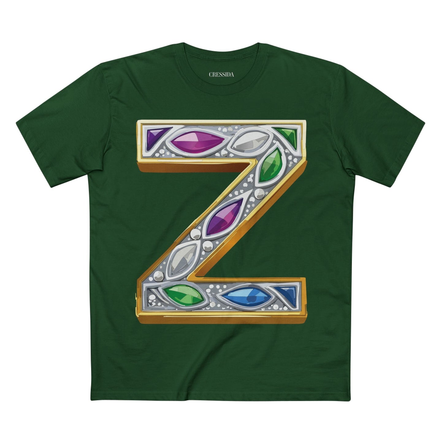 Letter Z Graphic Design Tee Unisex 100 Cotton With Antique Gold Letters Artwork T-Shirt