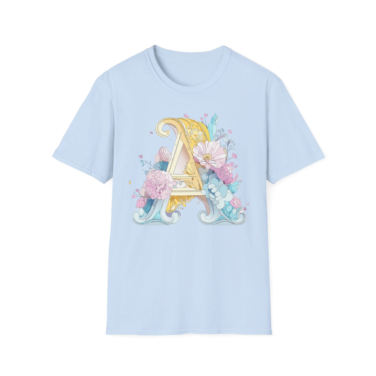 Floral Letter A T-Shirt | Decorative Monogram Initial Tee