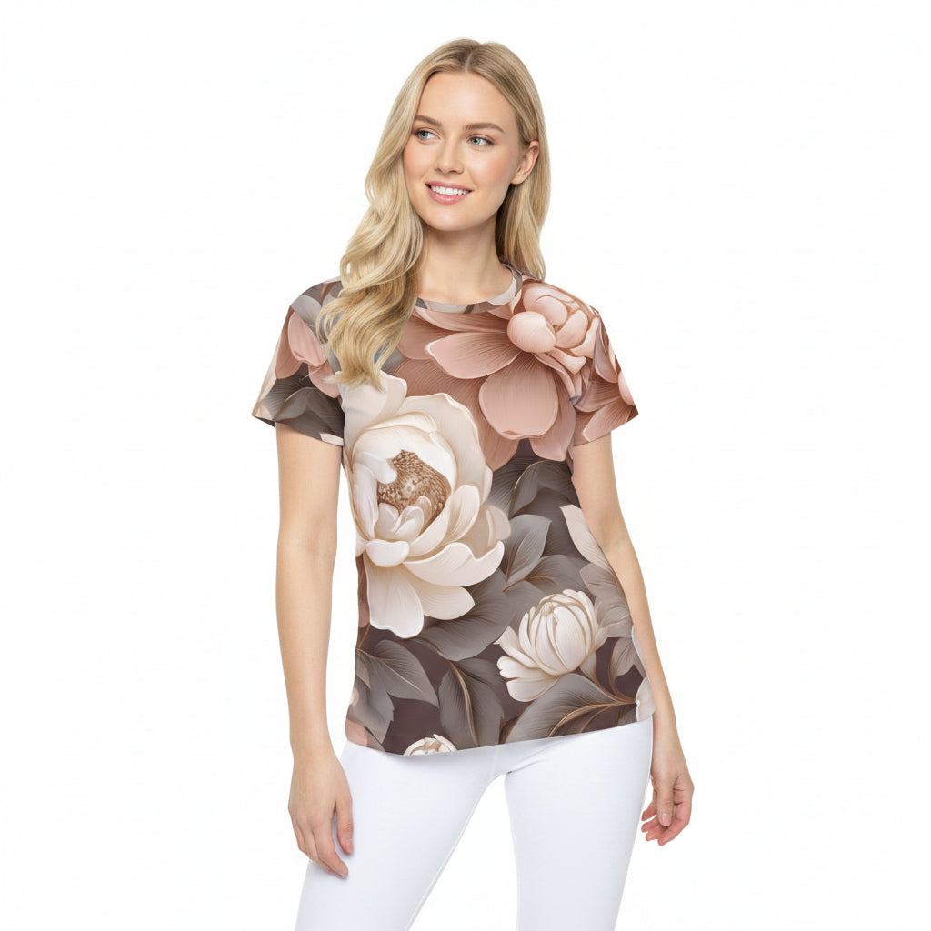 Women Poly Shirt with Floral Print F255