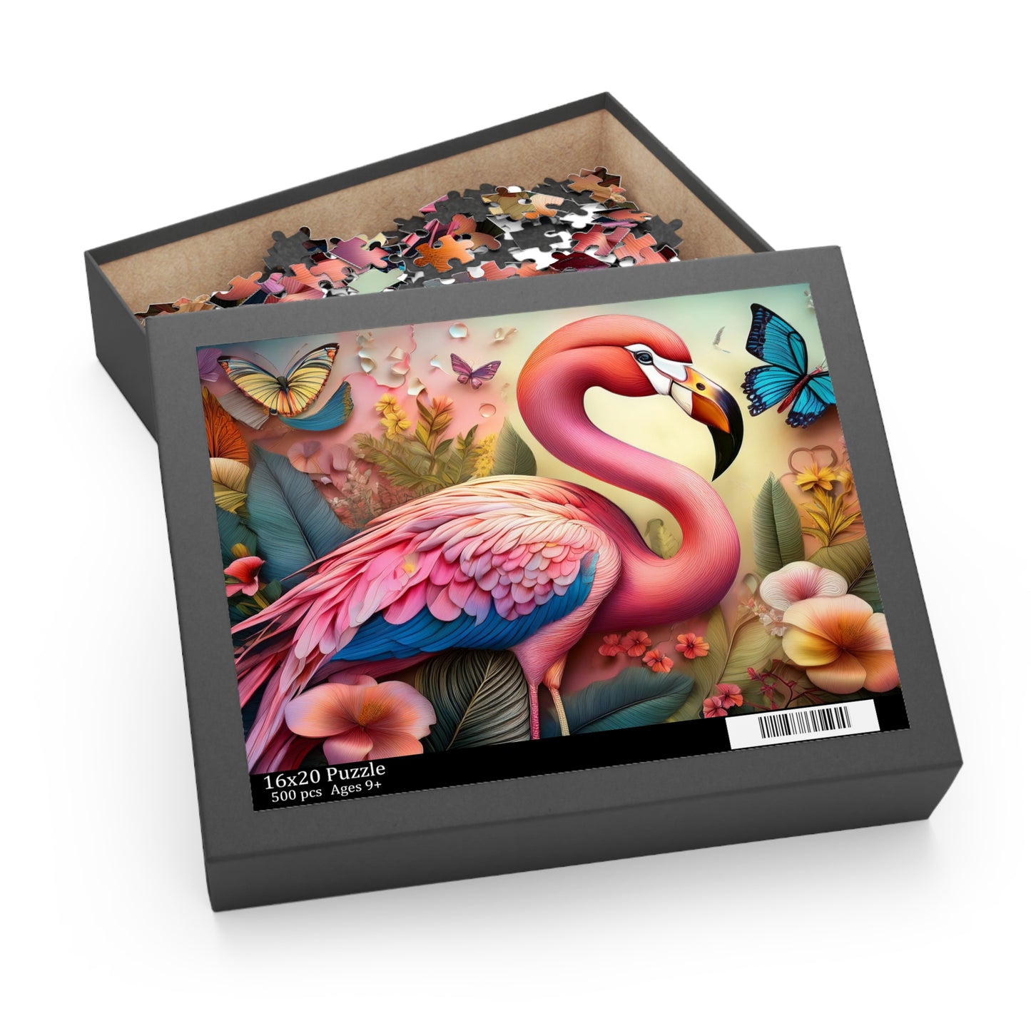 Puzzles-31 Kids Flamingo Puzzle 500-Piece  Floral Flamingo Puzzle 500-Piece, Birds Kids Puzzles Size: 16" x 20",  Ages 9+