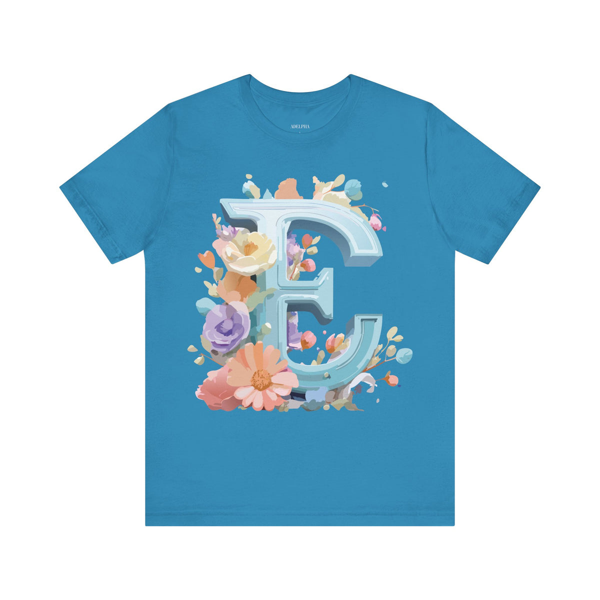 Letter E Graphic Unisex Cotton Bella+Canvas Tee with Art Letter Design