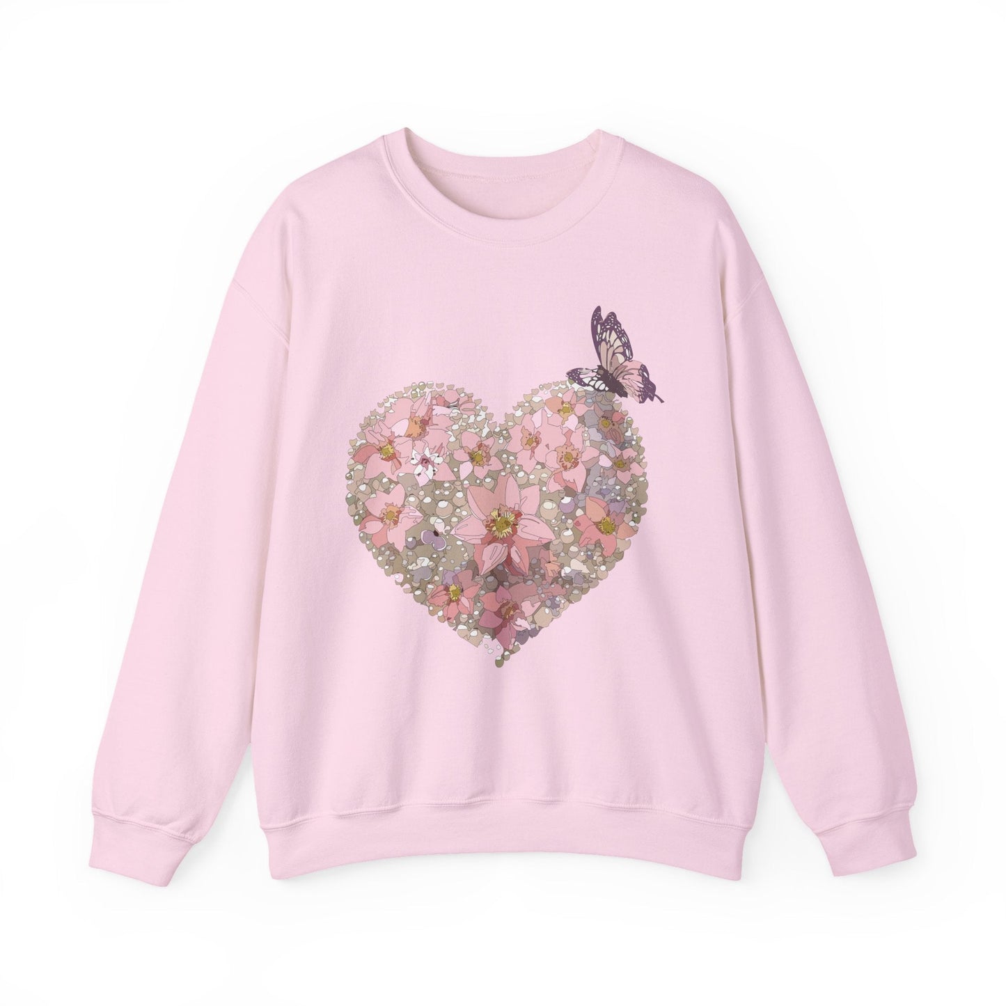 Unisex Floral Heart Sweatshirt Floral Love Valentines Day Gildan 18000 Heavy Blend Crewneck
