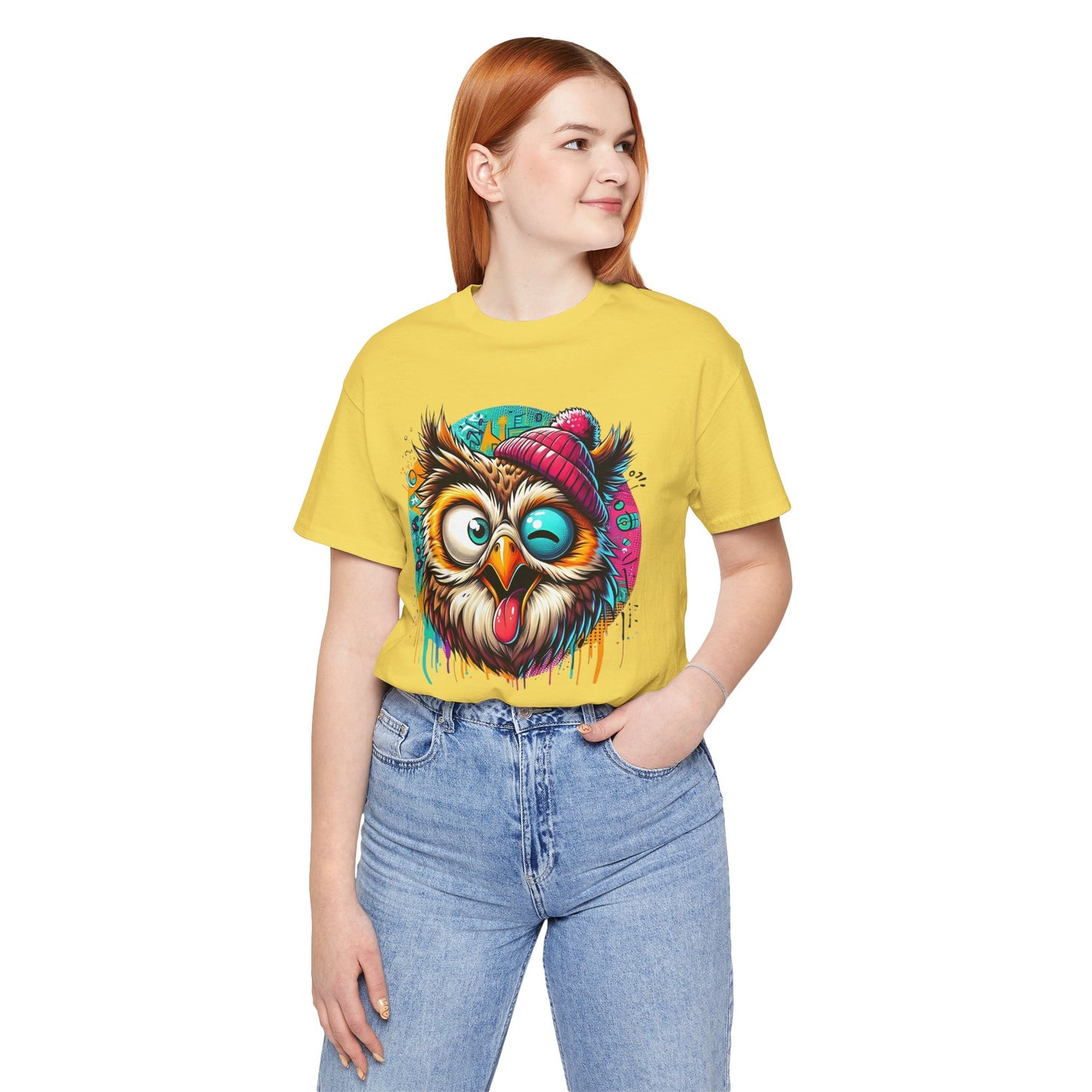 Colorful Owl Graphic Tee, Fun Owl Shirt, Funny Bird Shirt, Cute Cartoon Tees, Animal T-Shirt, Animal Tees, Art Design T-Shirt