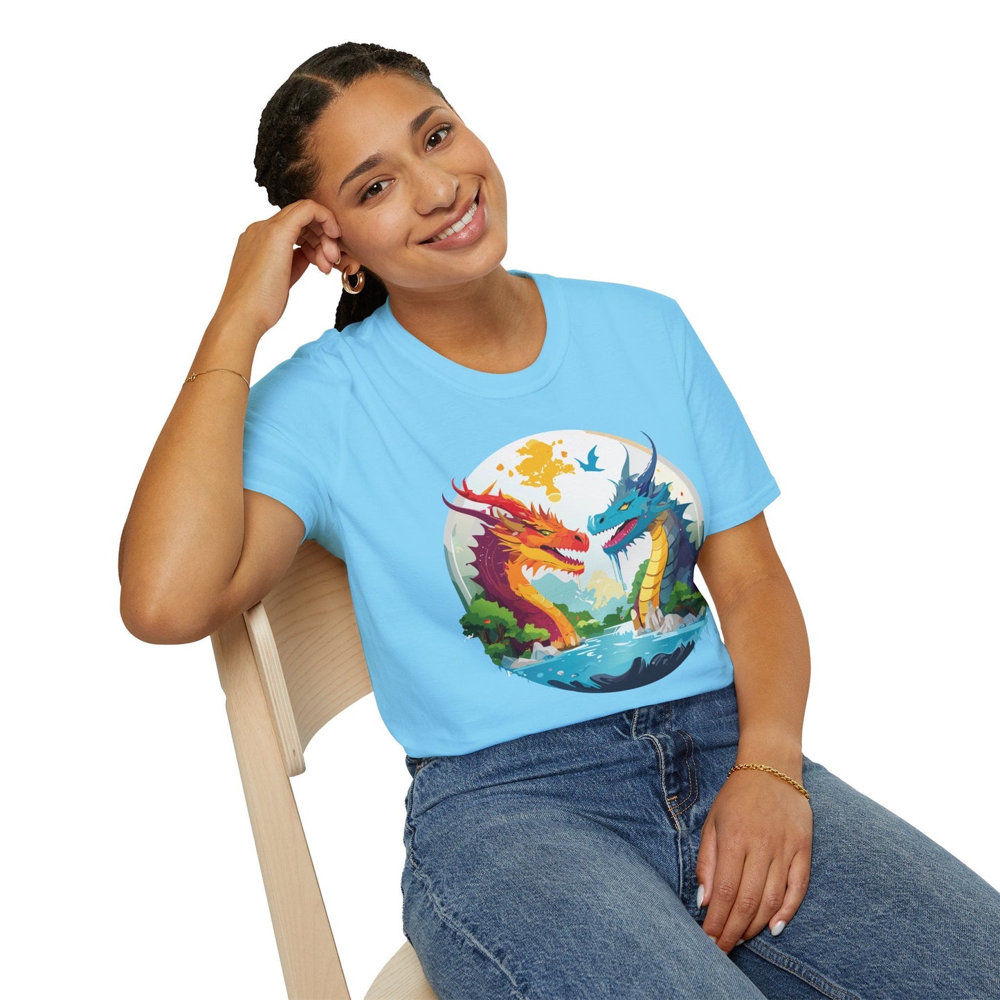 Dragon T Shirt Unisex Gildan Softstyle 64000 100 Percent Cotton Animal Print Tee Artwork