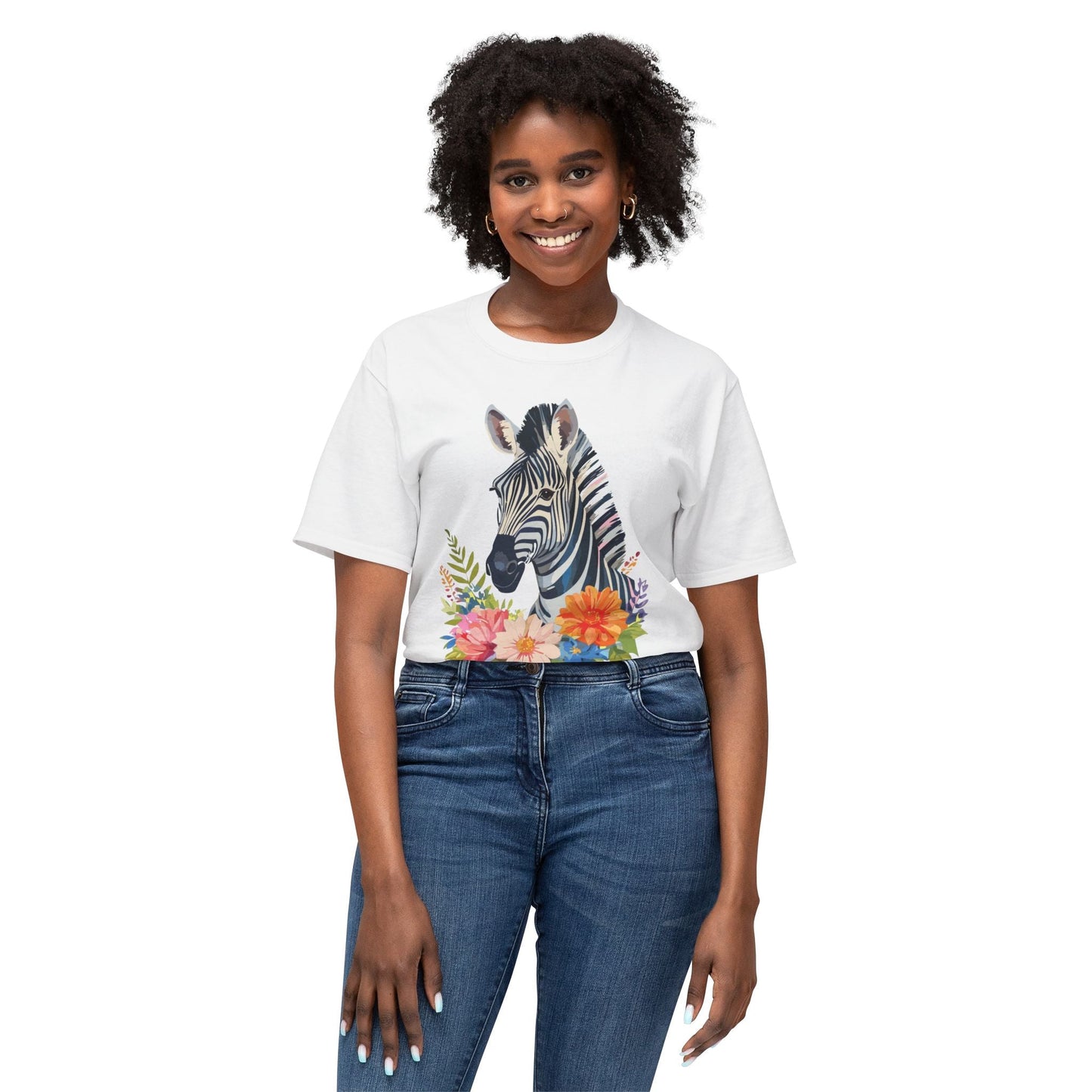 Unisex Zebra Art T Shirt With Full Color Print 100 Percent Cotton Jersey Tee Premium