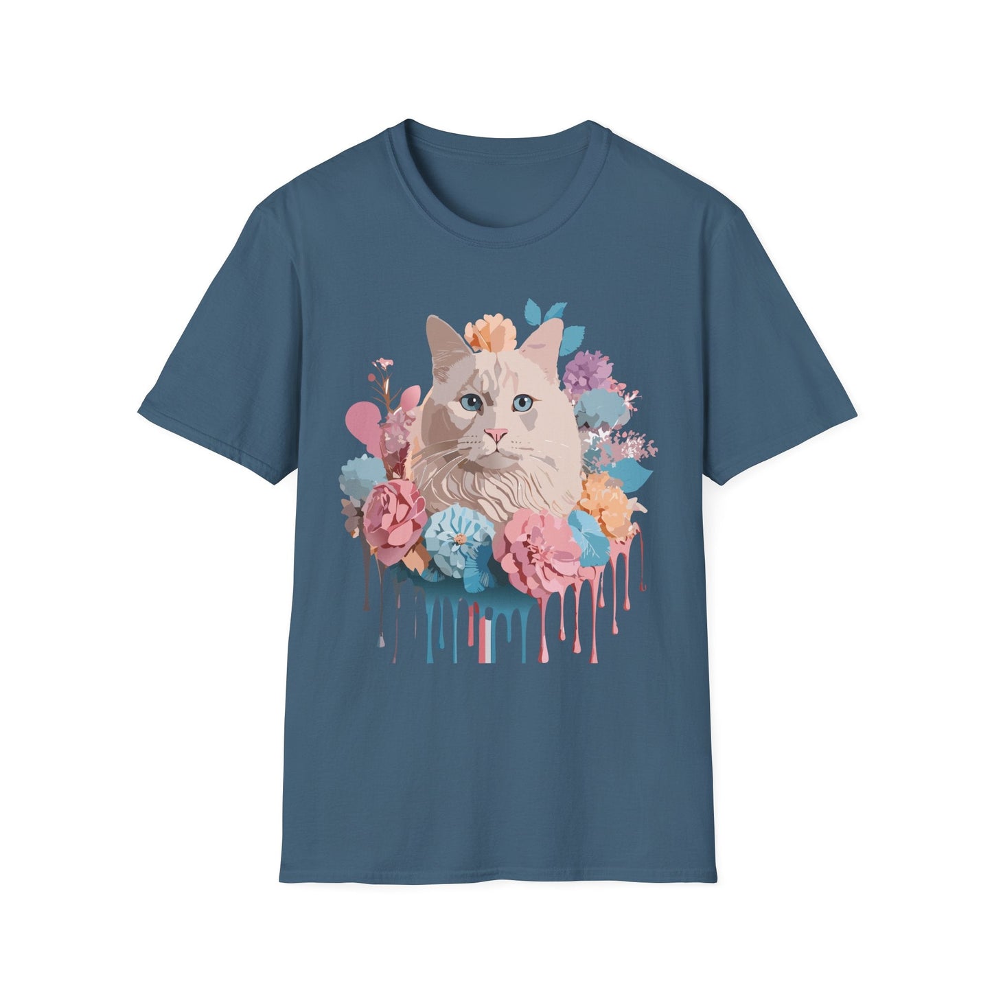 Cat Shirt Unisex Short Sleeve Cat Tee Kitten Design Gildan Softstyle 64000 Tee