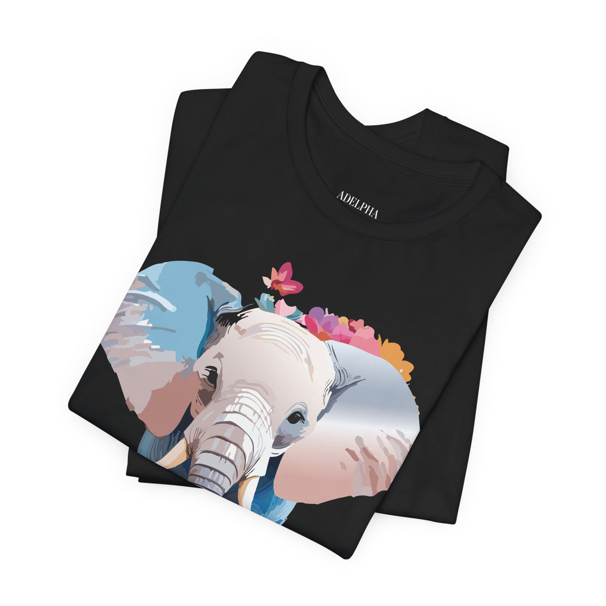 Elephant Graphic Unisex Cotton Bella+Canvas Tee with Art Animal Design e128