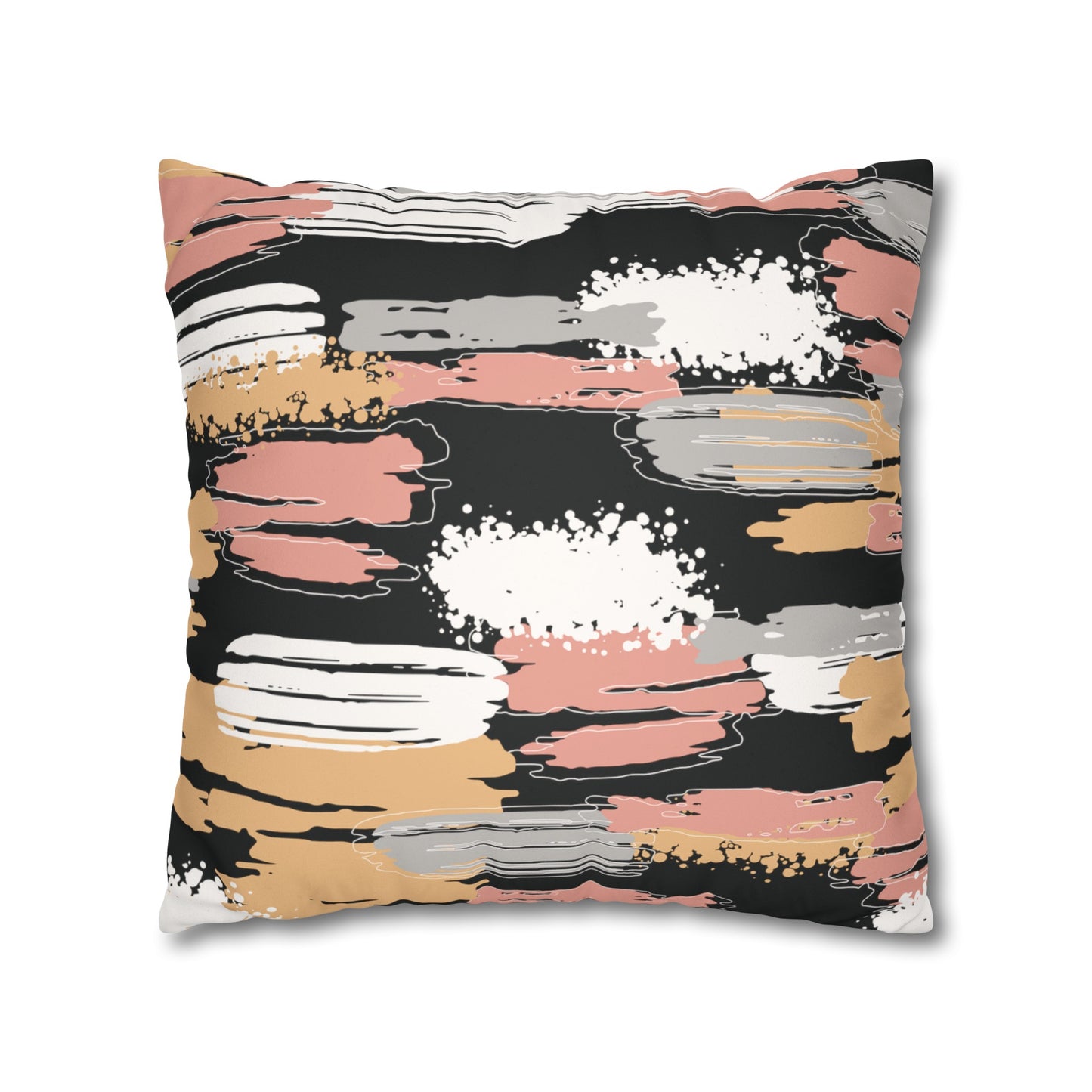 Faux Suede Pillowcase with Abstract print