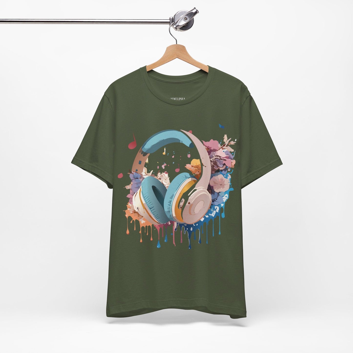 Music Graphic Unisex 100 Cotton Vintage Art with Musical Elements Tee 1