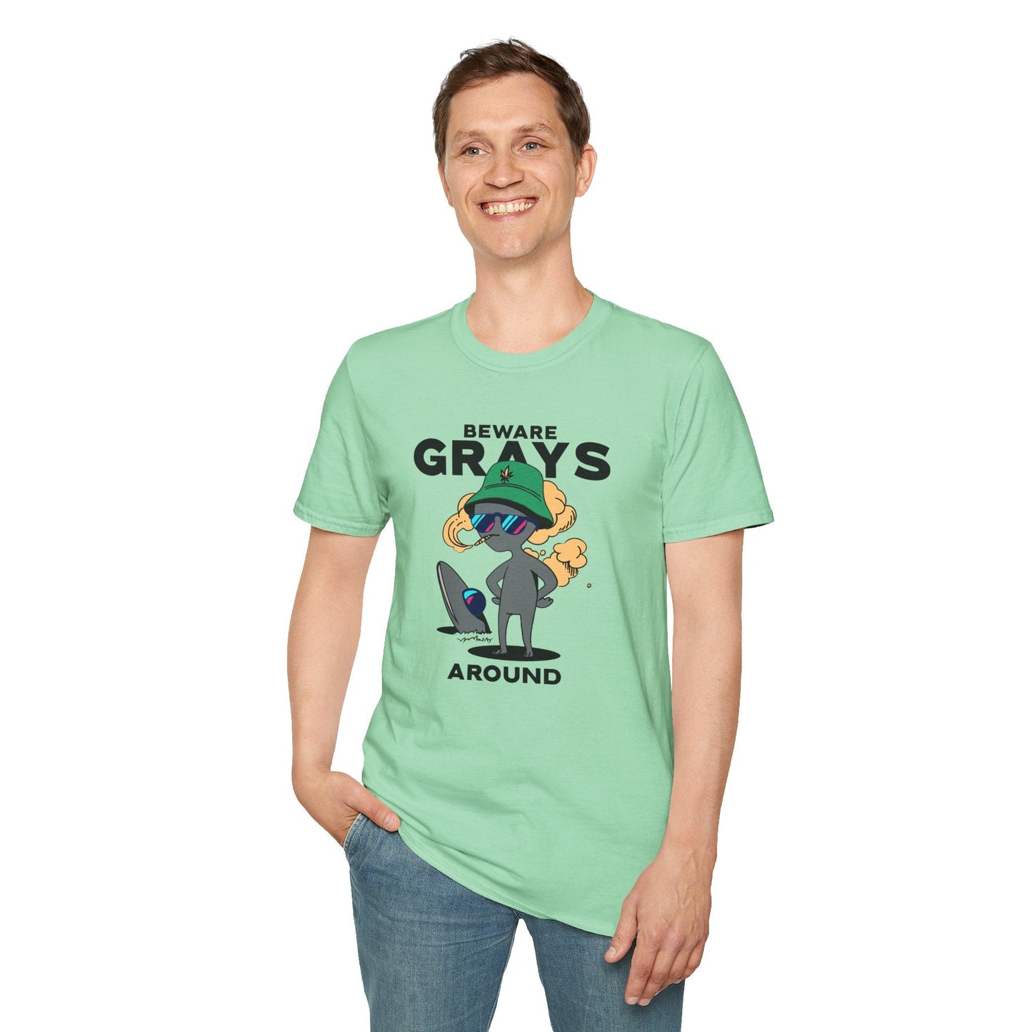 Funny Aliens UFO Graphic Unisex Cotton T-Shirt  18