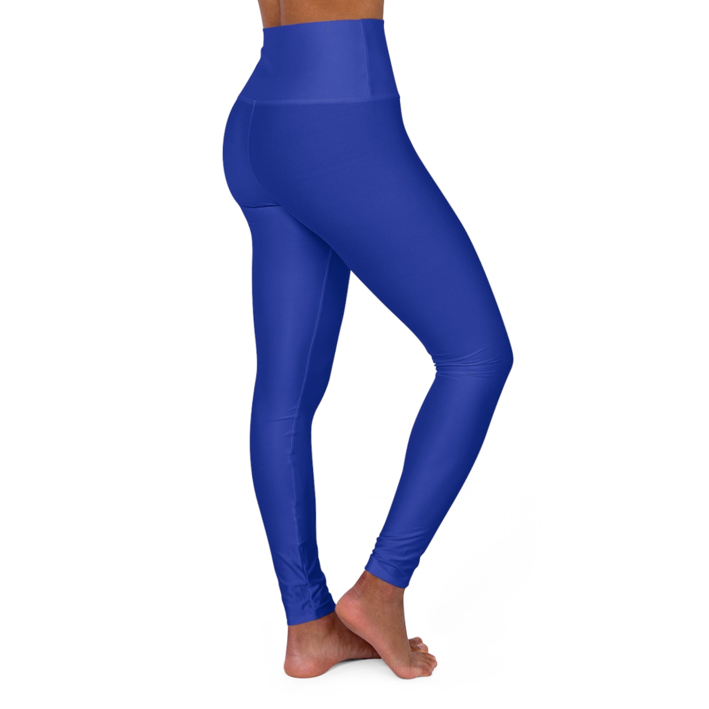 High-Waist Egyptian Blue Yoga Leggings Women's Seamless Poly-Span Solid Royal Blue Athletic Leggings