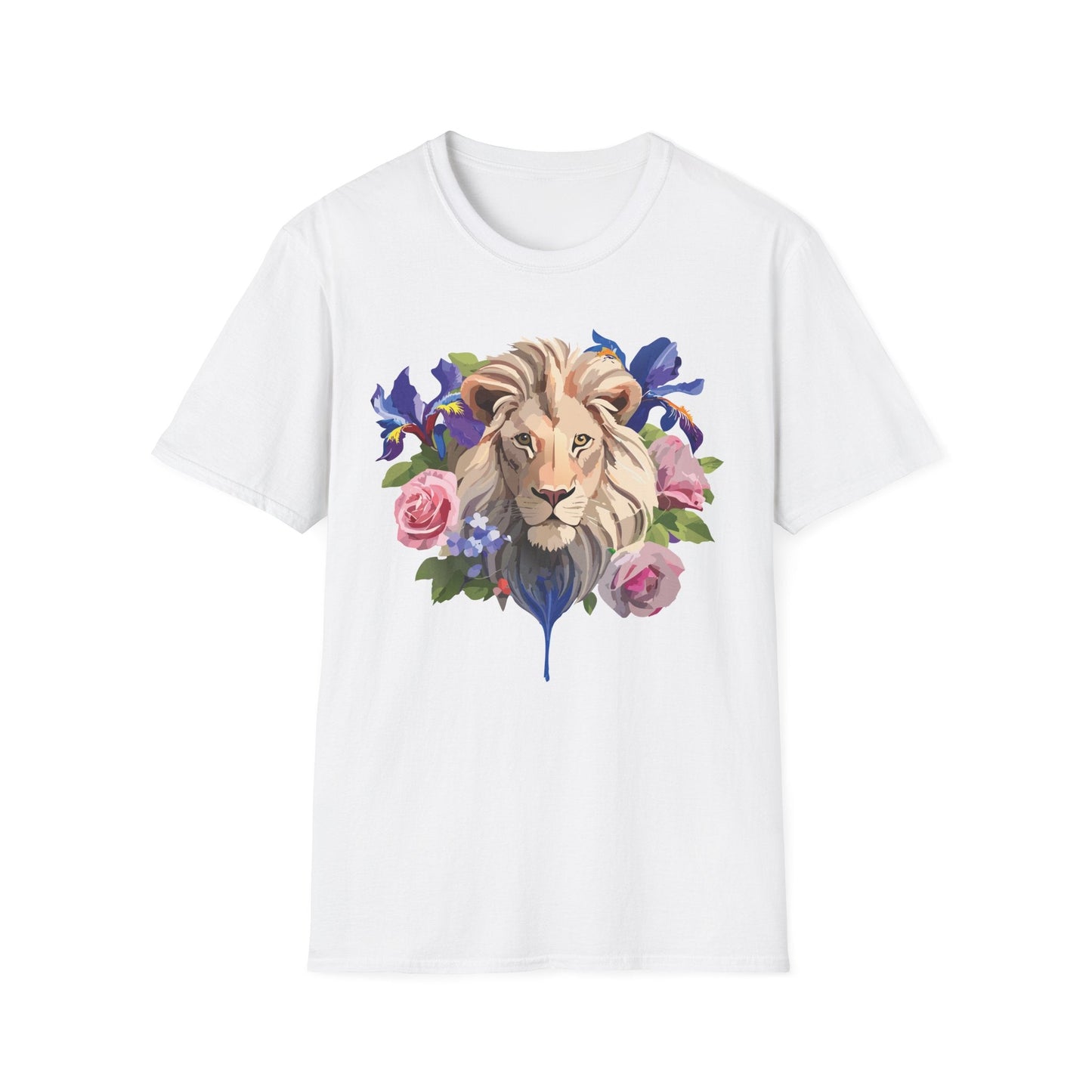 Unisex Lion Shirt Floral Lion Tee Softstyle Gildan 64000 100 Percent Cotton