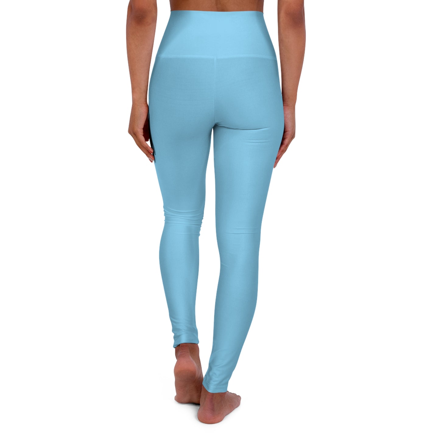 High-Waist Turquoise Blue Yoga Leggings Women's Seamless Poly-Span Stretchy Light Blue Activewear Pants