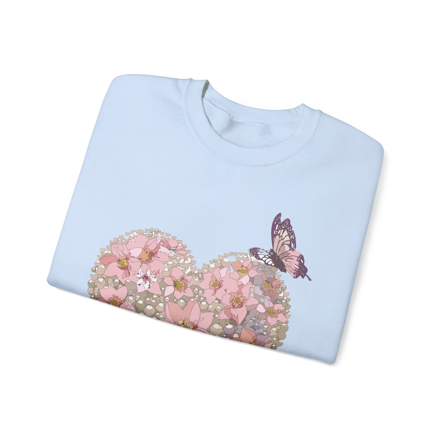 Unisex Floral Heart Sweatshirt Floral Love Valentines Day Gildan 18000 Heavy Blend Crewneck