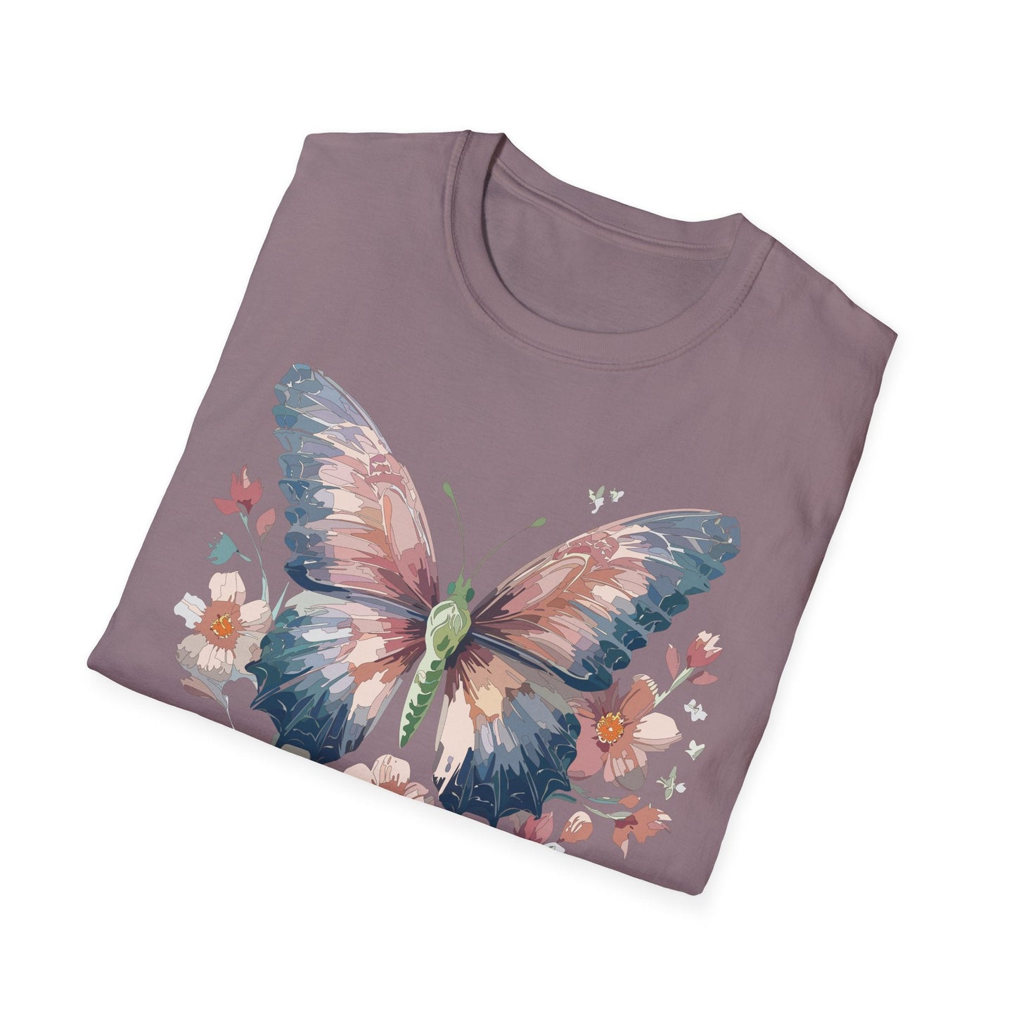 Butterfly Print T Shirt Monarch Unisex Gildan Softstyle 64000 Cotton Tee For Everyday Comfort