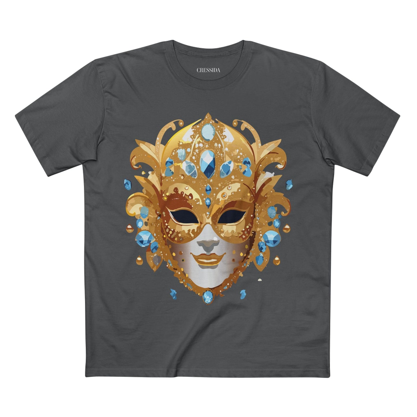 Carnival Mask Graphic T-Shirt Unisex 100 Cotton With Antique Gold Art Design Tee 21