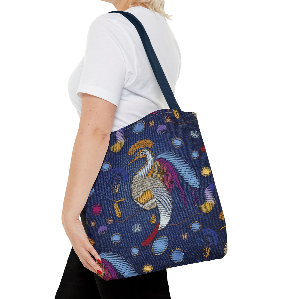 Denim Fabric Imitation Print Unisex Canvas Bag Poly Spun 3 Sizes Tote Bag 194-4