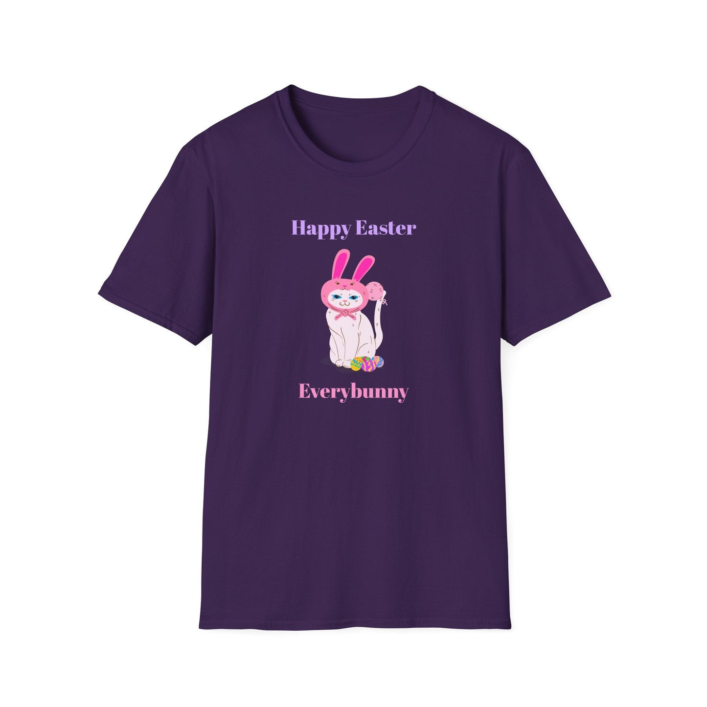 Unisex Easter Bunny T Shirt Softstyle 64000 Tee With Easter Design Print Gildan 100 Percent Ring Spun Cotton