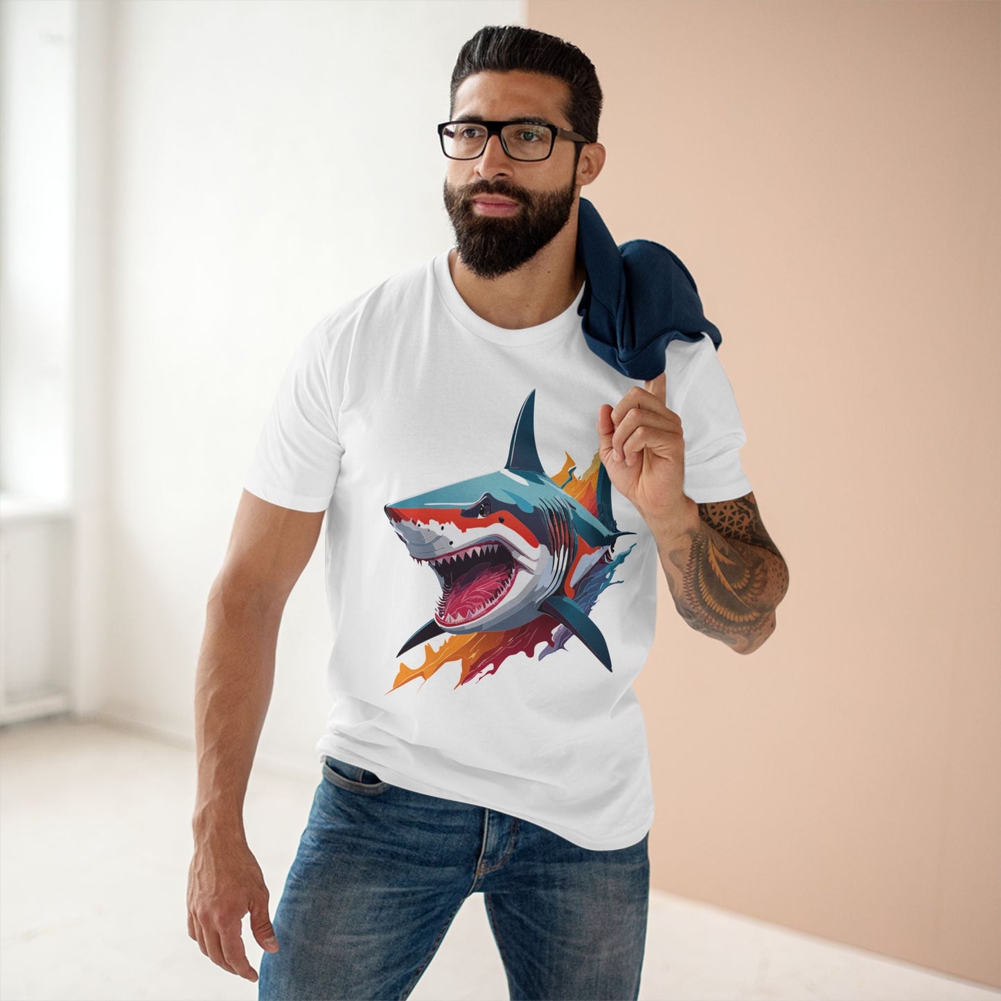 Shark Graphic Unisex 100 Cotton Staple Tee with Animal Design Artwork 12