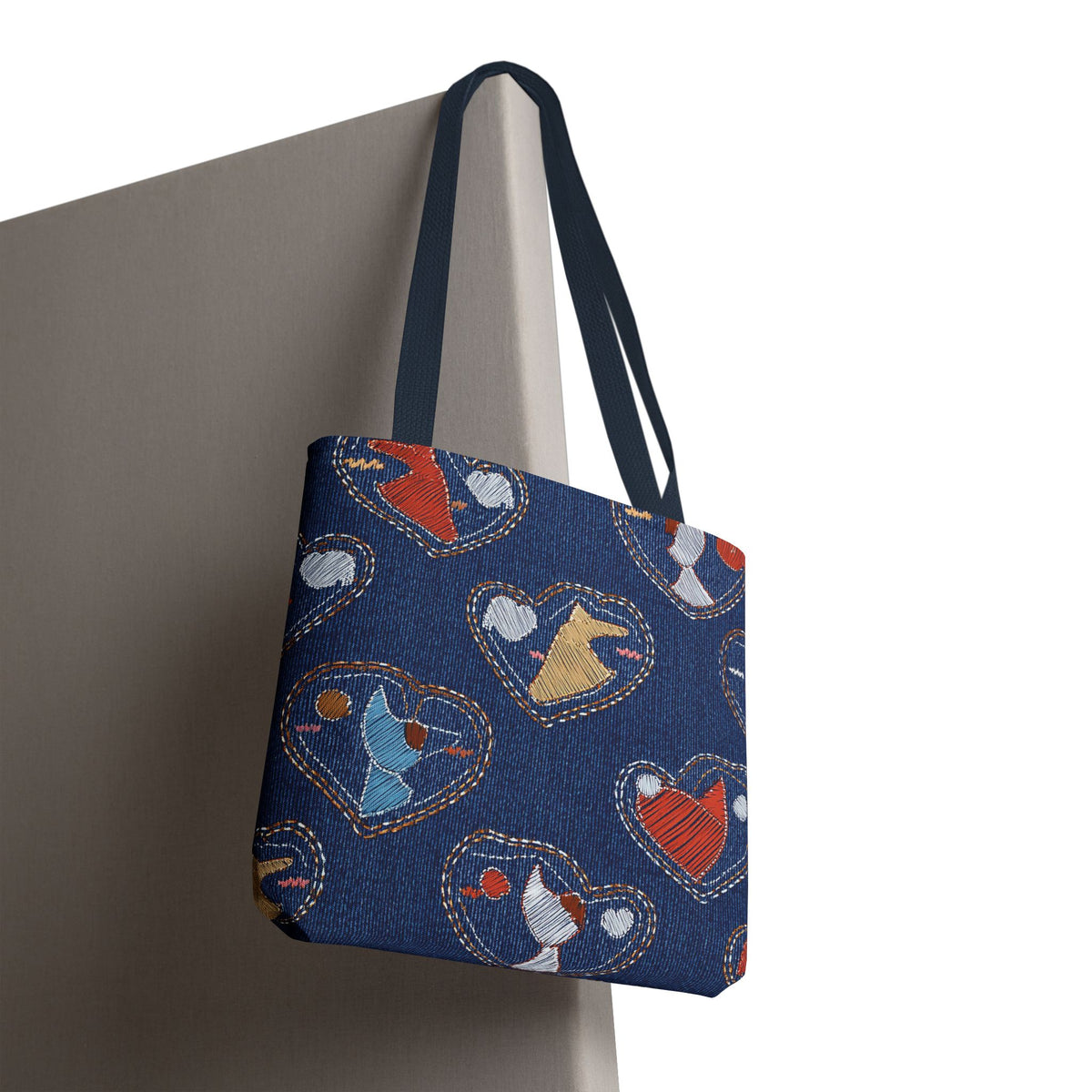 Love Day Graphic Design Denim Fabric Imitation Print Unisex Canvas Bag POLY 3 Sizes Tote Bag 201-12