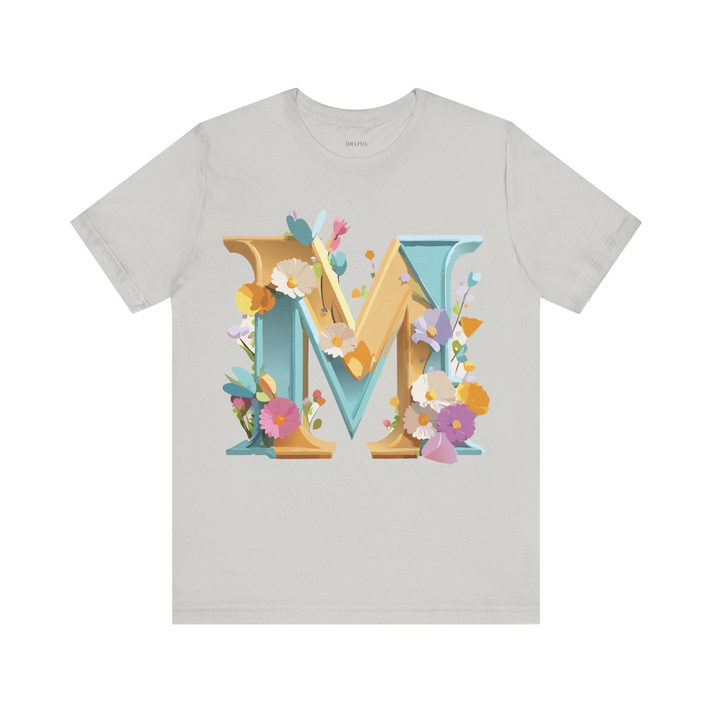 Letter M Shirt Unisex Graphic Tee Vintage Inspired Artwork Adelpha Jersey Short Sleeve