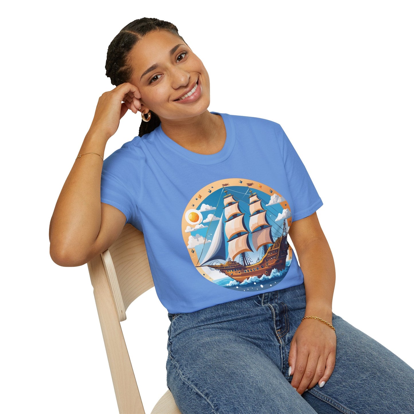 Unisex Nautical Frigate Ship T Shirt Vessel Tee Gildan Softstyle 64000 100 Percent Ring Spun Cotton