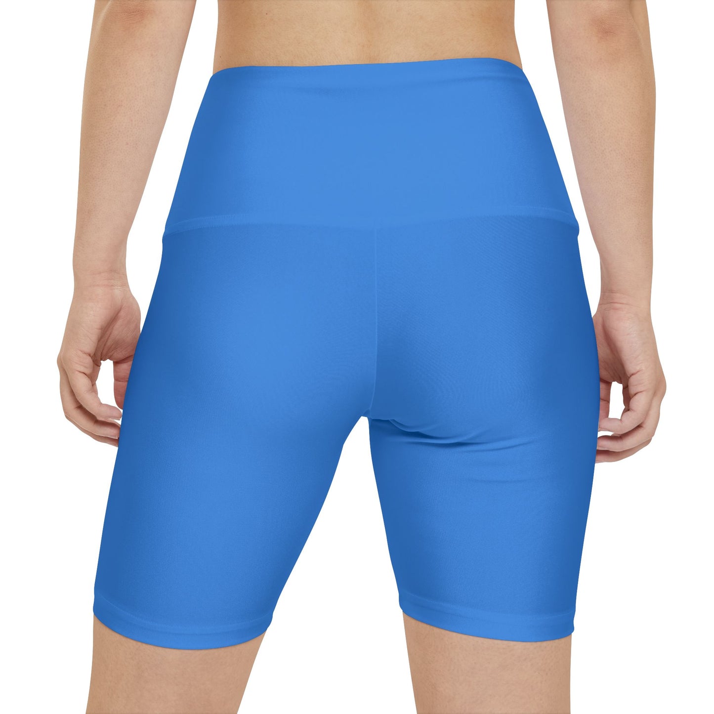 Bright Ocean Blue Women's Workout Shorts — Solid High-Waist Biker Shorts for Exercise & Everyday Wear