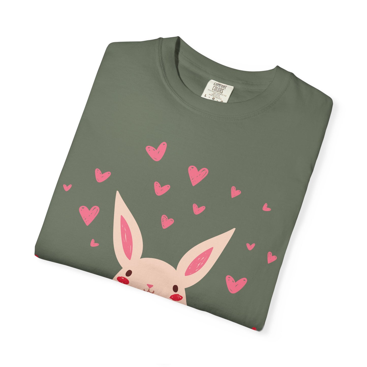 Easter Bunny Heart T-Shirt, Tee Shirt with Easter Signature, T Shirt with Easter Prints, Tee Shirt with Easter Design