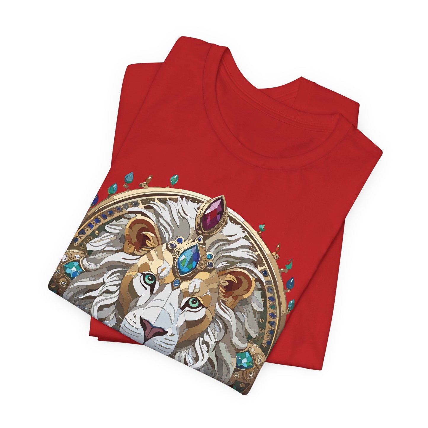 Unisex Lion Graphic Tee, Animal Shirt, Tee Shirt with Lion, Medallion T-Shirt, Animal Medallion Tees
