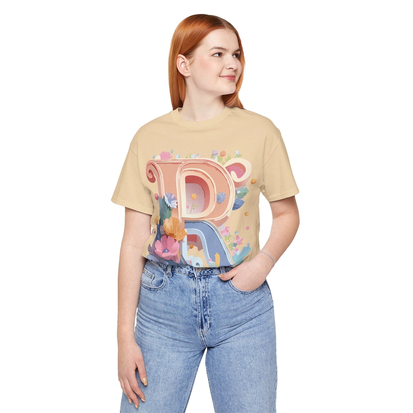 Letter R Shirt Graphic Tee Unisex Short Sleeve By Adelpha Vintage Art Design Tee
