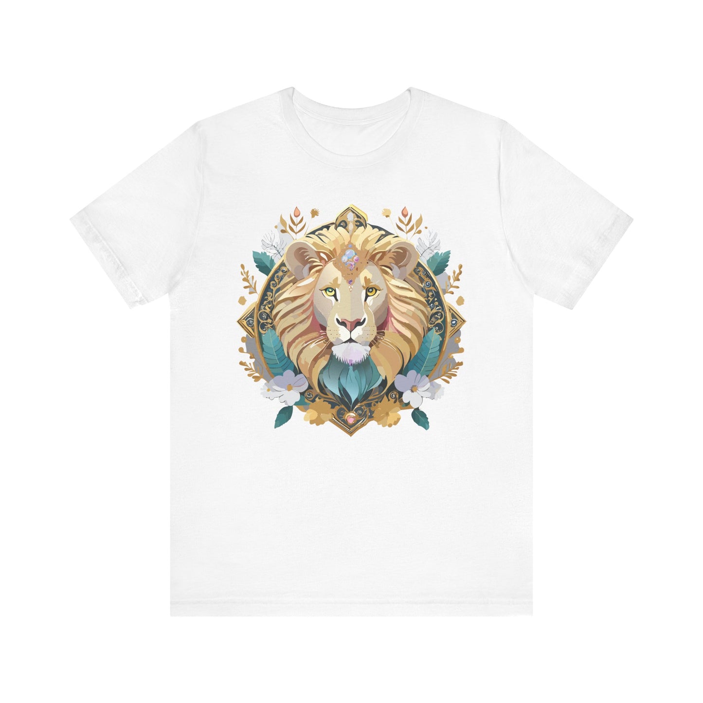 Unisex Lion Graphic Tee, Animal Shirt, Tee Shirt with Lion, Medallion T-Shirt, Animal Medallion Tees 2