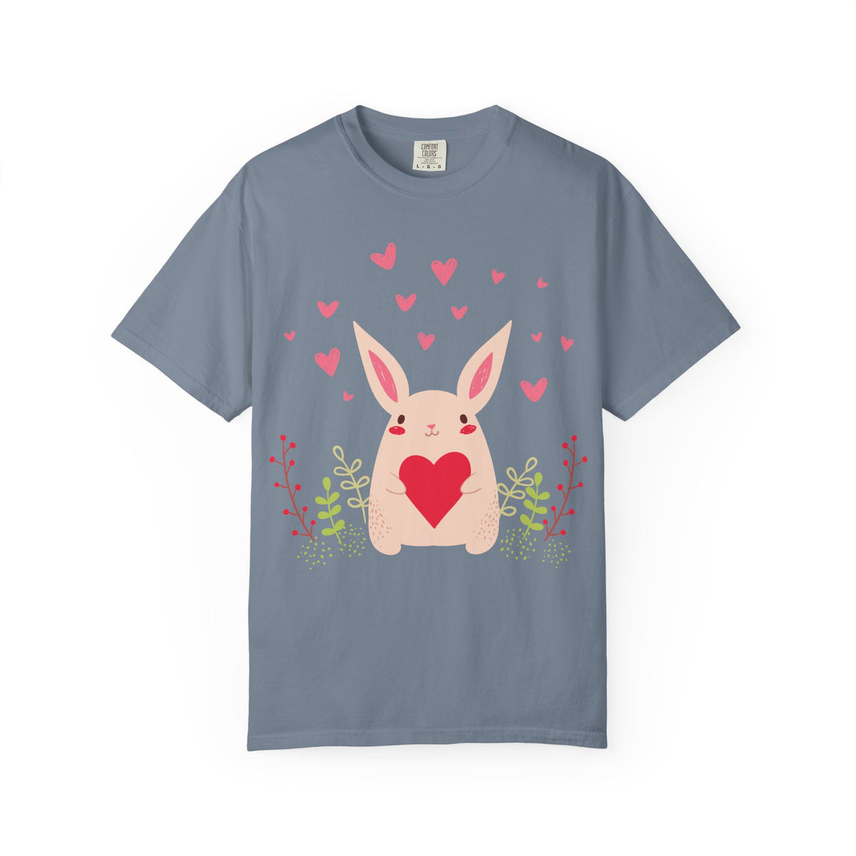 Easter Bunny Heart T-Shirt, Tee Shirt with Easter Signature, T Shirt with Easter Prints, Tee Shirt with Easter Design