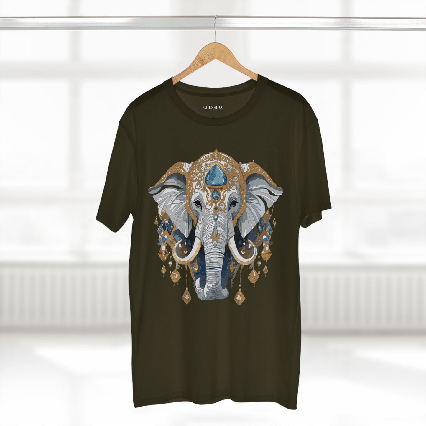 Elephant Graphic Unisex 100 Cotton Tee With Unique Animal Golden Medallion Art Design 40