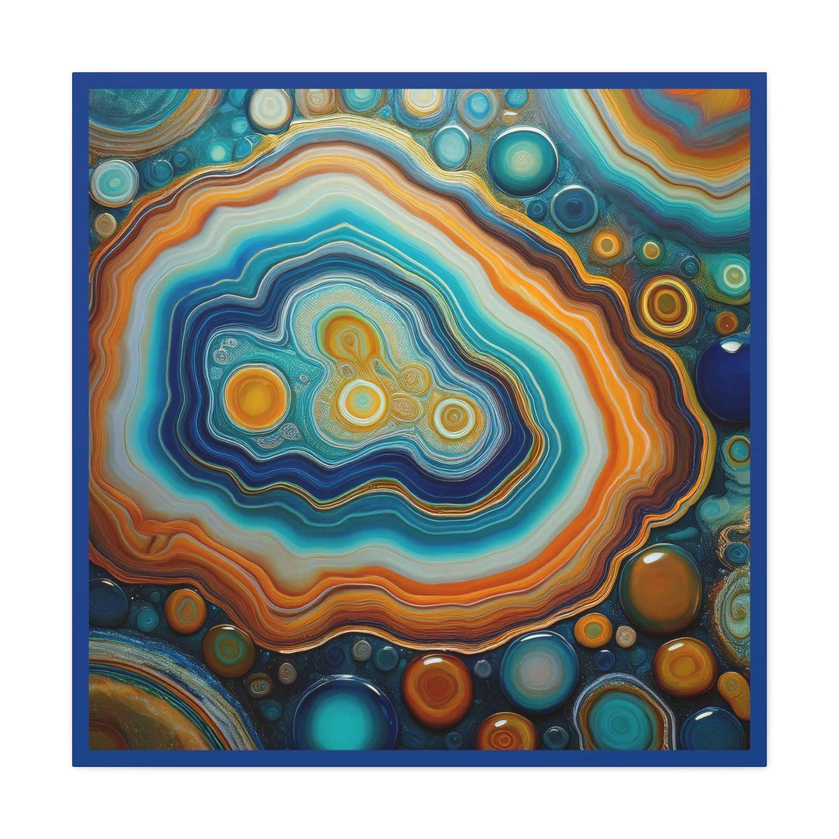 Agate Stone Graphic Print Canvas, Oil Paint Print 20x20, 24x24, 30x30, 32x32, 36x36 Canvas Pine-Wood Inner Frame MC-190