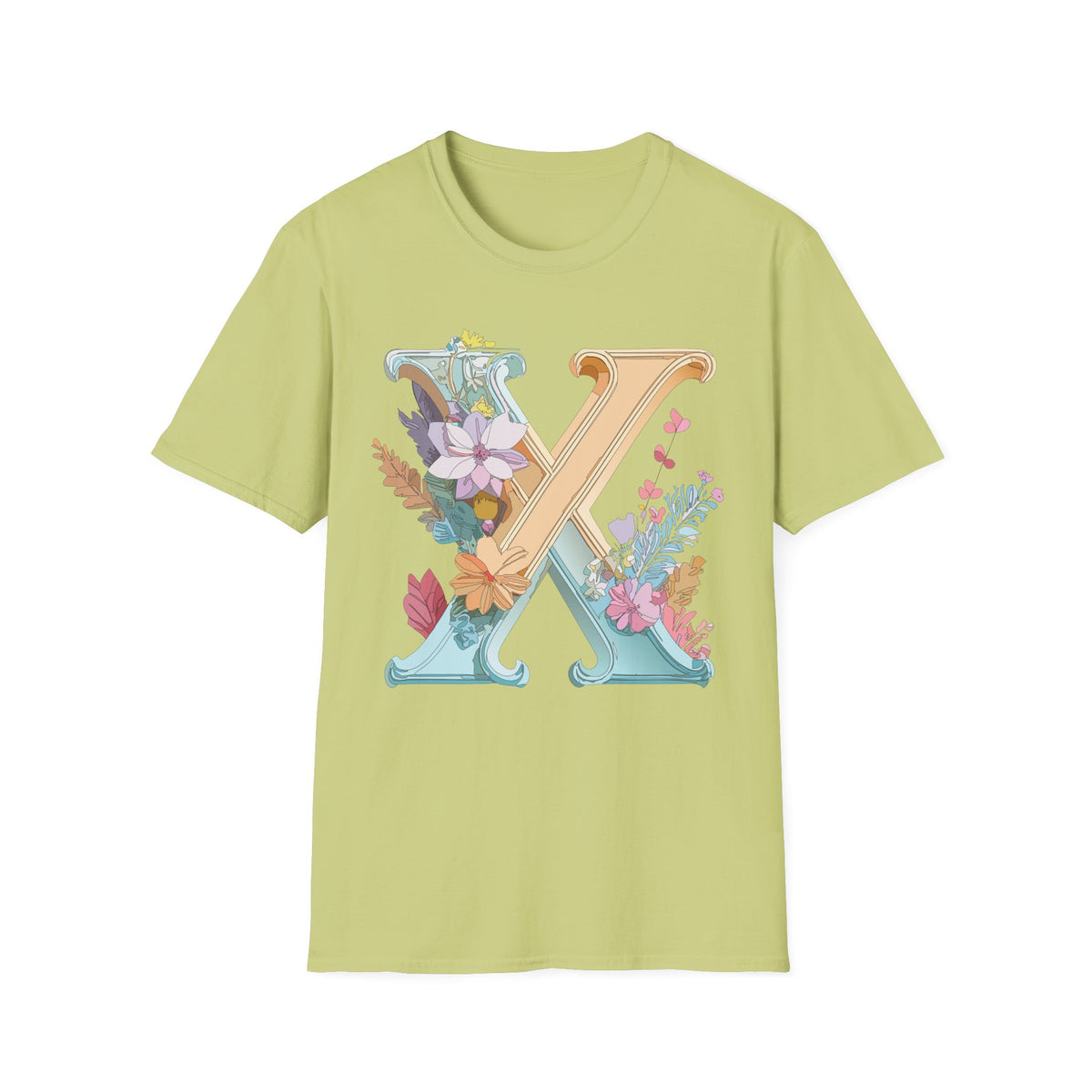 Floral Letter X T-Shirt | Botanical Monogram Tee