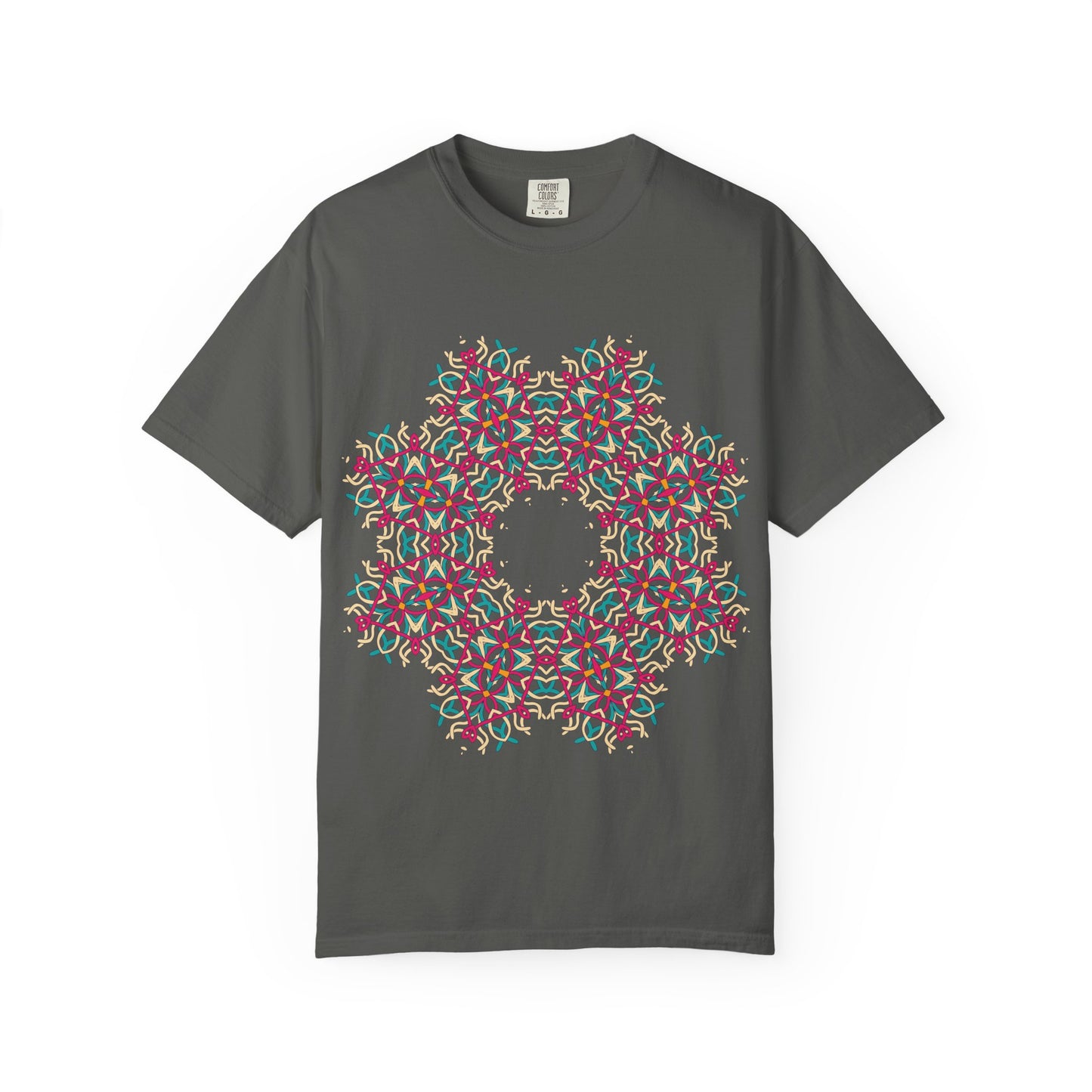 Unisex Garment Dyed Cotton T-Shirt with Mandala Graphic Design