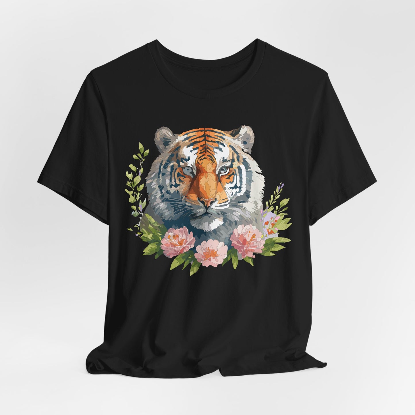 Floral Tiger Shirt, Animal Shirt, Tiger Tee, Unisex Tee, Floral T-shirt, T-Shirt with Animal