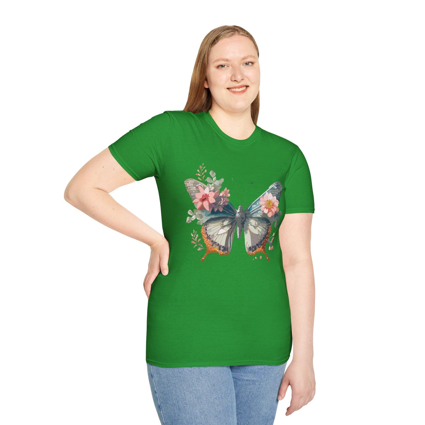 Butterfly Shirt Unisex Softstyle T Shirt Gildan 64000 Lightweight Ring Spun Cotton Monarch Design