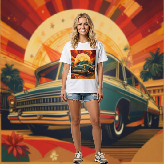 Retro Car Vintage Graphic Tee Staple Unisex 100 Cotton Tee Shirt - RC-17